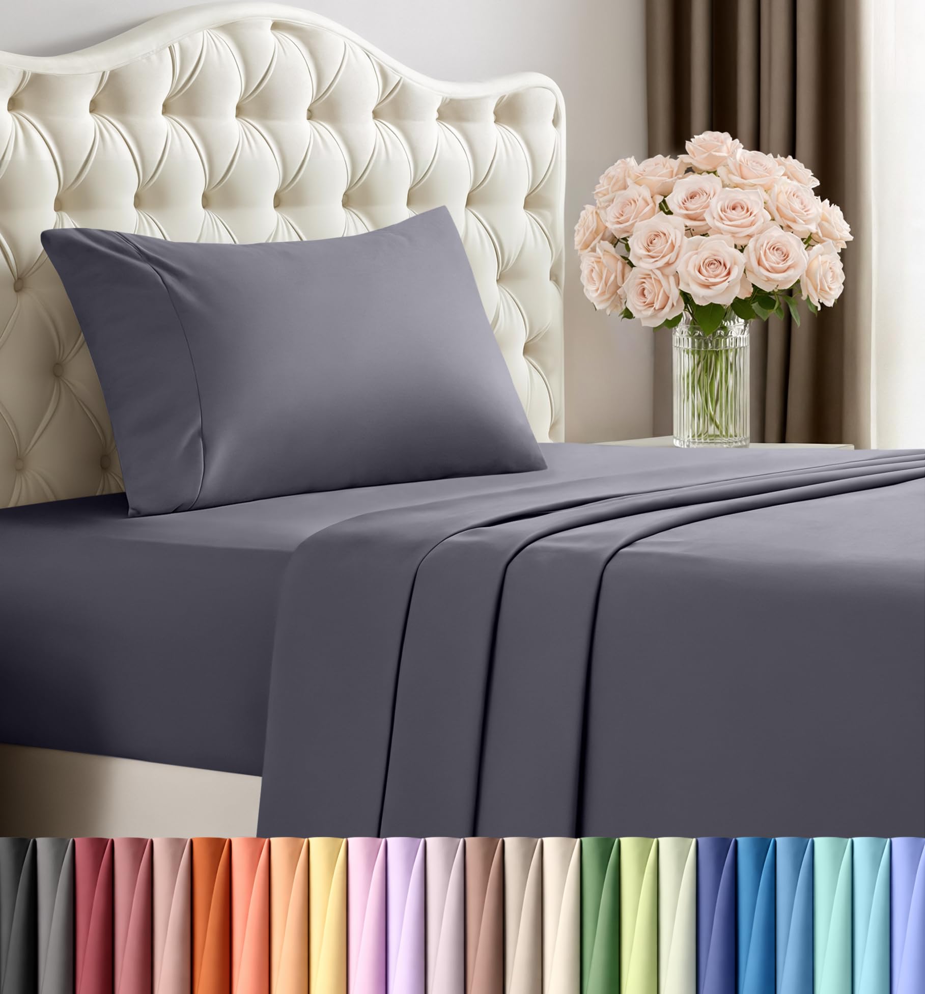 Utopia Bedding Twin Sheet Set – 3 Piece Bed Sheets for Twin Size Bed, Soft and Breathable Microfiber, Includes 1 Fitted Sheet, 1 Flat Sheet and 1 Pillowcase (Grey)