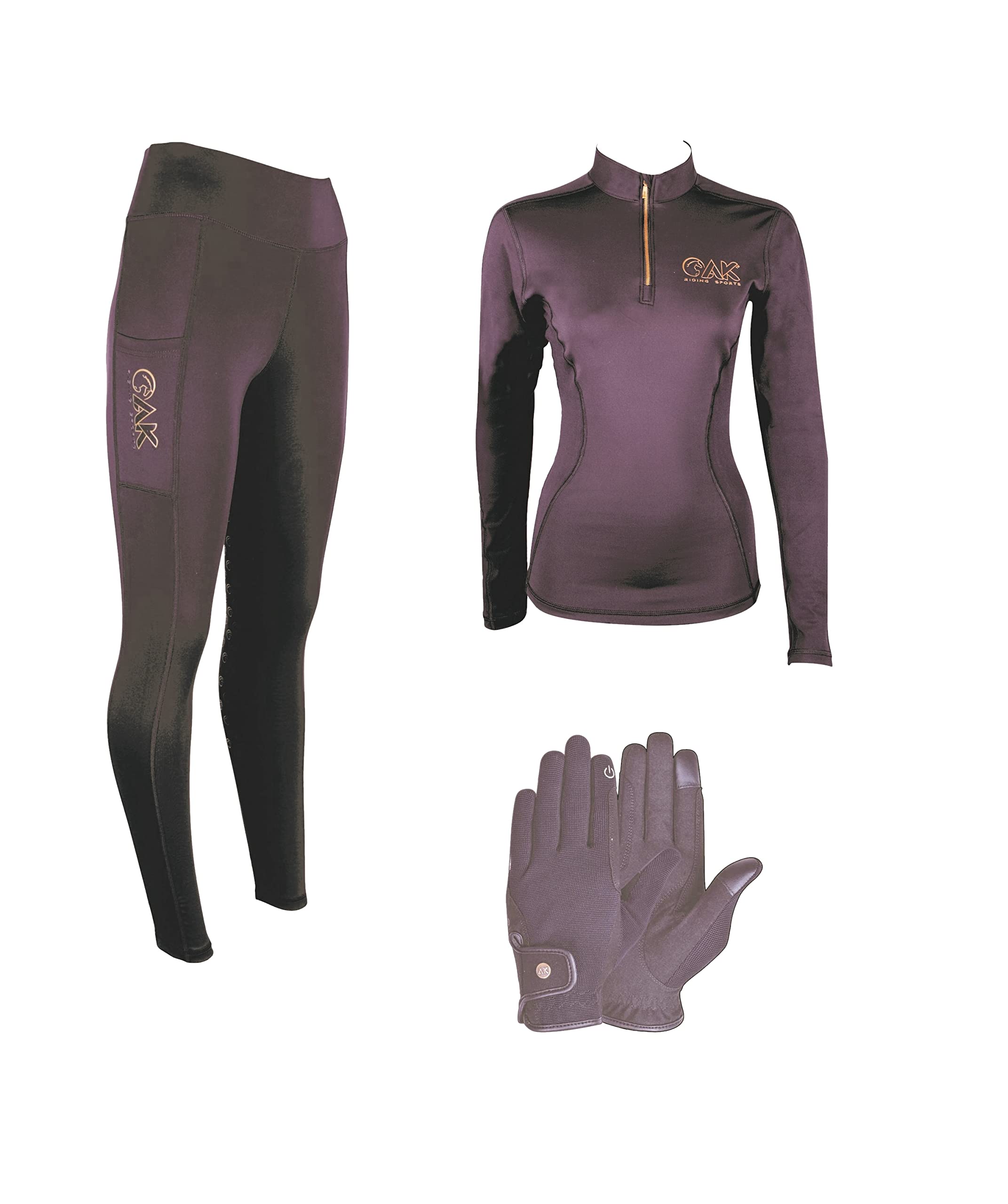 AK Oreo Pull on high Waisted Breathable Riding Tights/Leggings/Breeches with Full seat Silicon Grip AKRS-6052-01