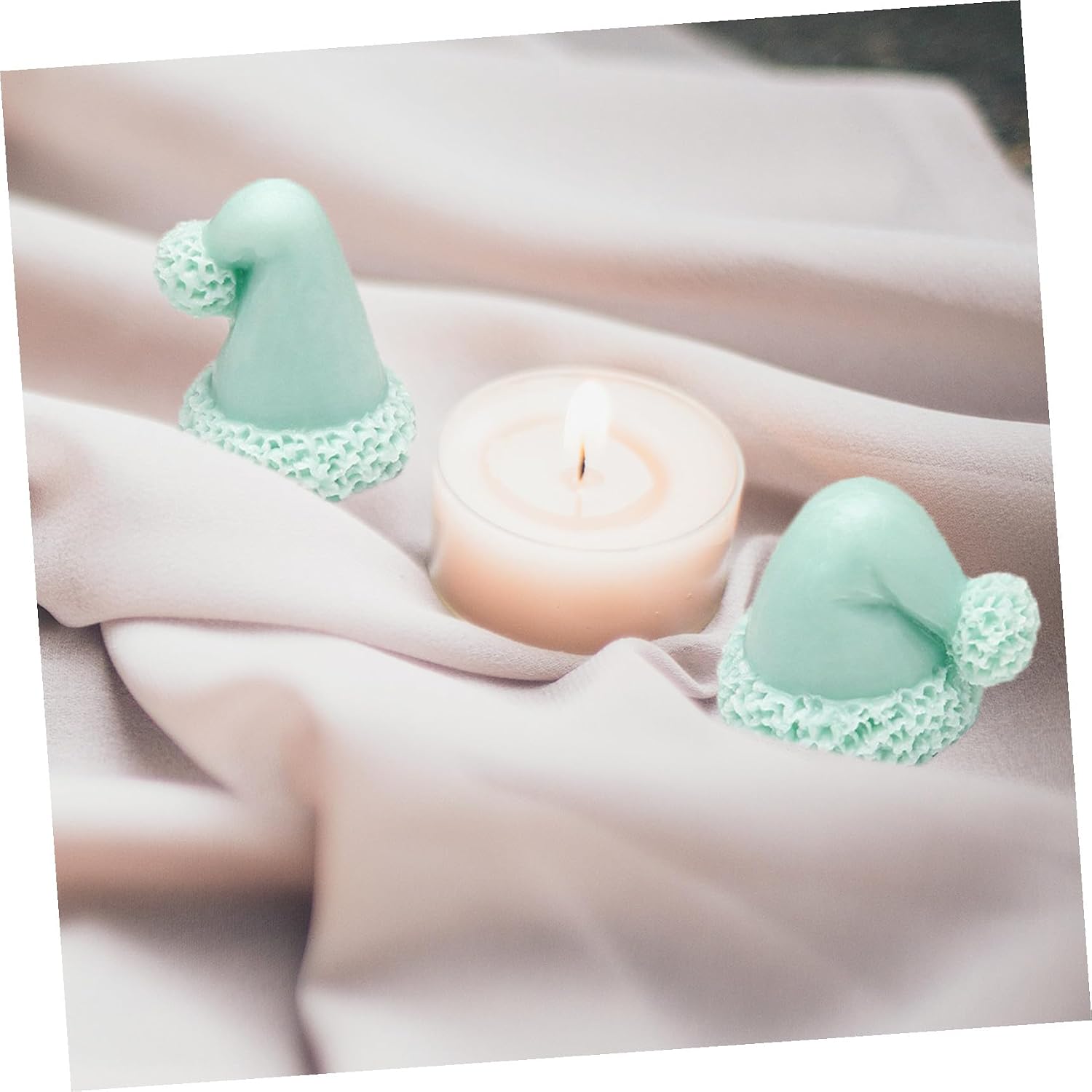 HEMOTON 2Pcs Silicone Candle Molds for Candle Making DIY Scented Wax Molds Santa Hat Design Christmas Craft Supplies for Handmade Aromatherapy