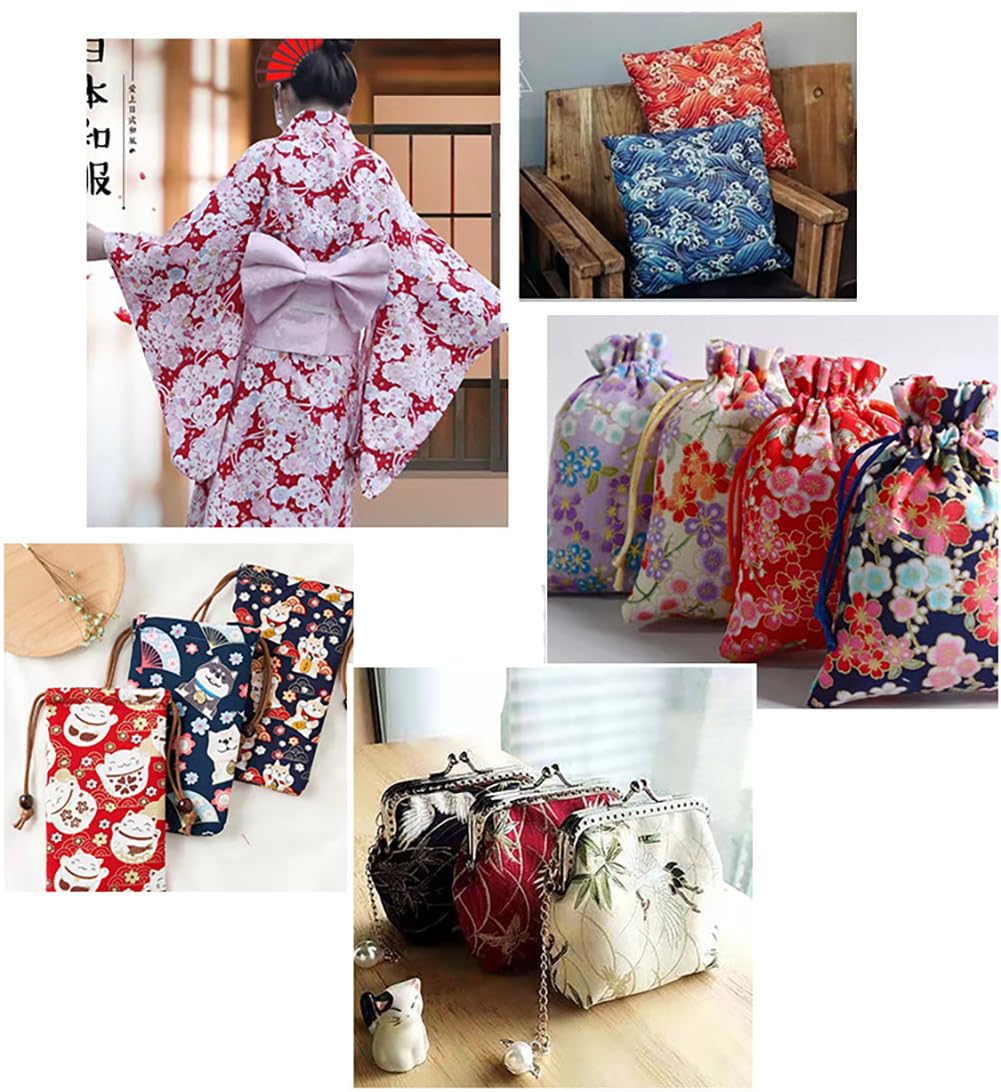 200x150 cm Japanischer Stil Baumwollstoff Meterware Bunt Gedruckt Nähstoffe mit Blume Fächer Fliegender-Kran Tücher Baumwolltuch Kleiderstoff Quiltstoffe marineblaue-Wolke