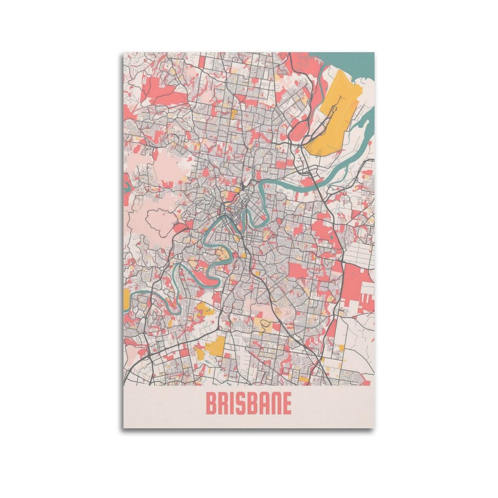 OKAHYS Australia Brisbane Vintage Map Poster Decorative Painting Canvas Wall Artworks Picture 16x24inch(40x60cm)