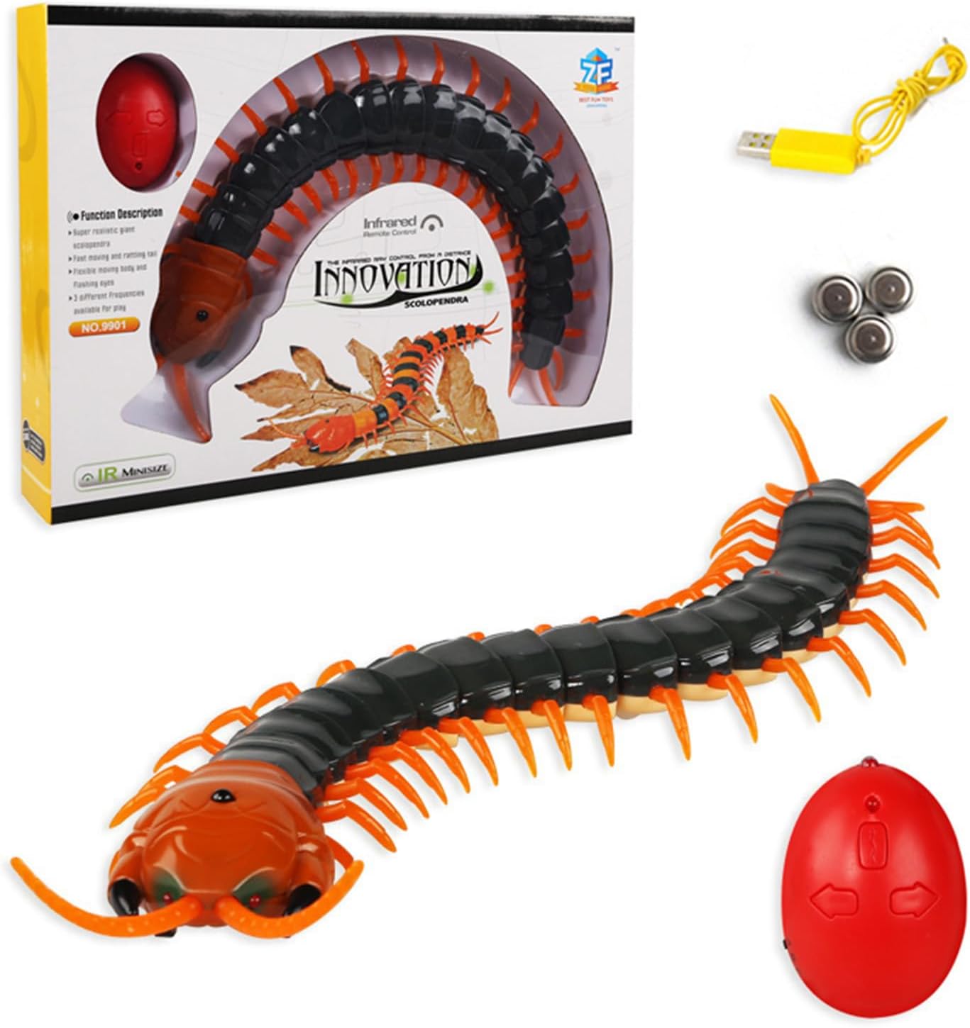 Simulation RC Centipede โ Remote Control Electric Animal Insect Toy, Large Realistic Prank Gift for Kids Christmas & Birthday(Black)
