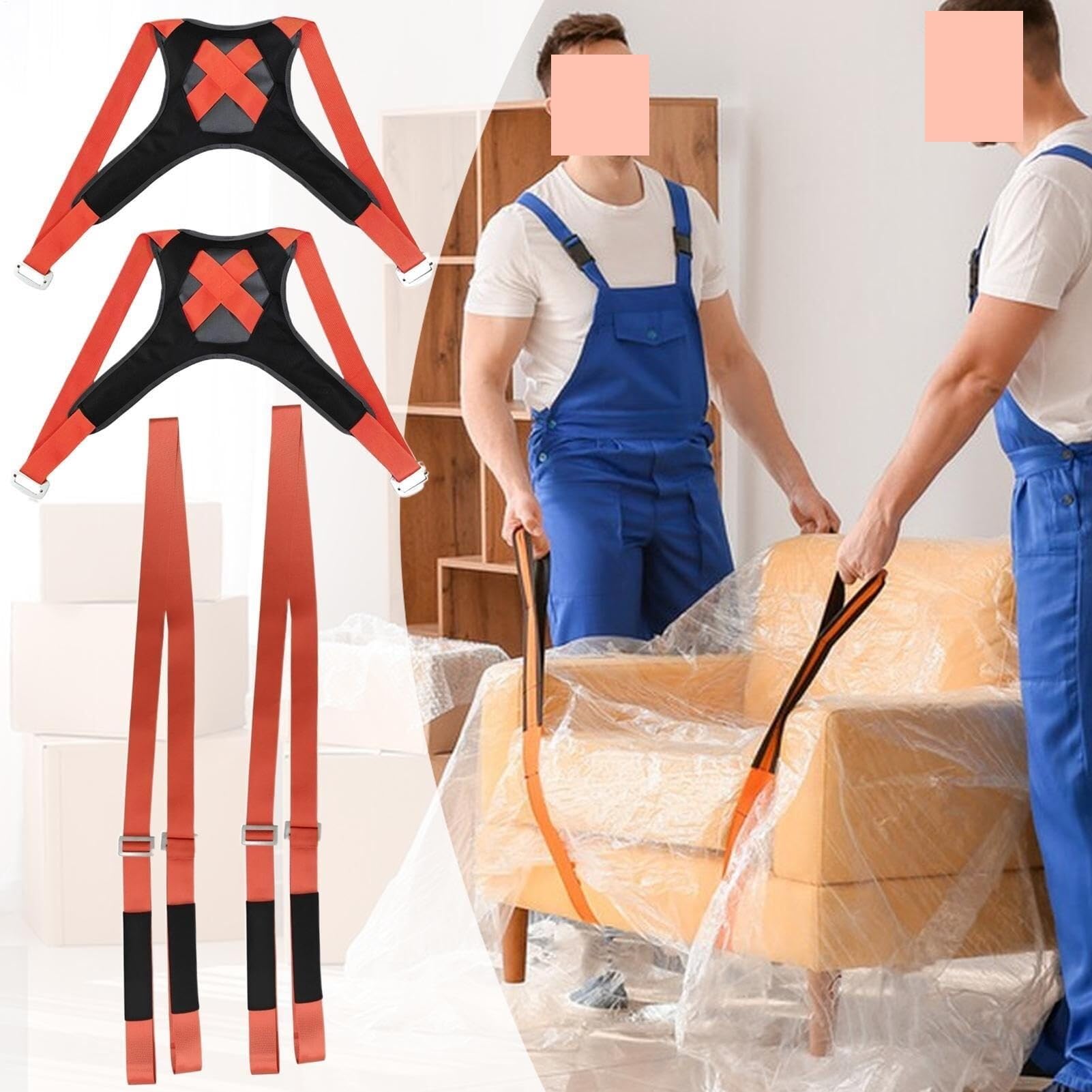 Cinghie di sollevamento for traslocatori, set di 2 imbracature di sollevamento for traslocatori | Cinghie di sollevamento portatili e resistenti da 880 libbre for il trasporto di elettrodomestici, por