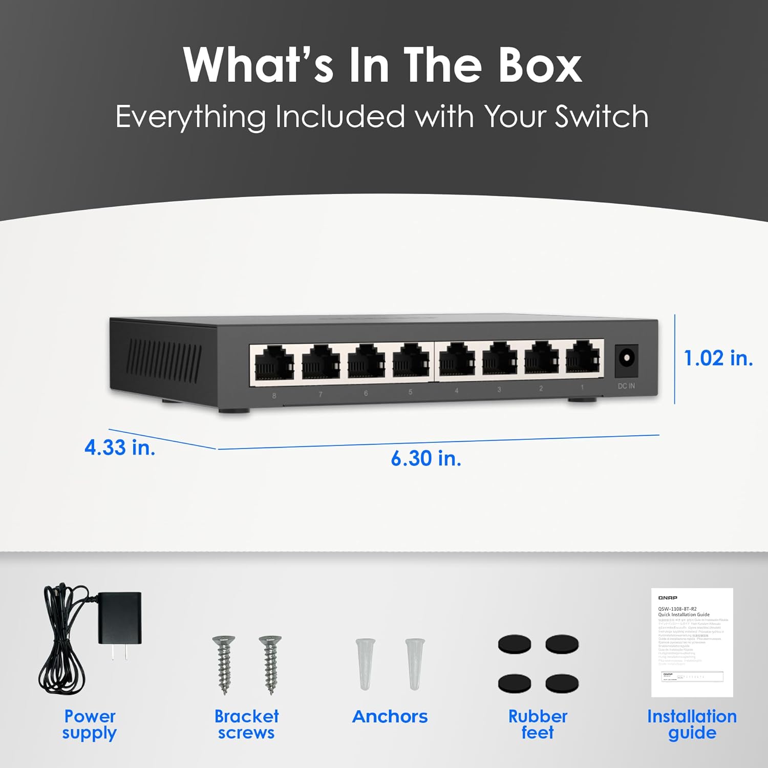 QNAP 8-Port 2.5GbE Unmanaged Switch (QSW-1108-8T-R2-US)
