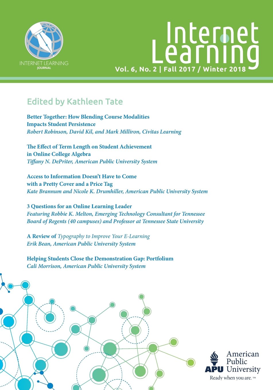Internet Learning Journal: Volume 6, Number 2 - Fall 2017 / Winter 2018