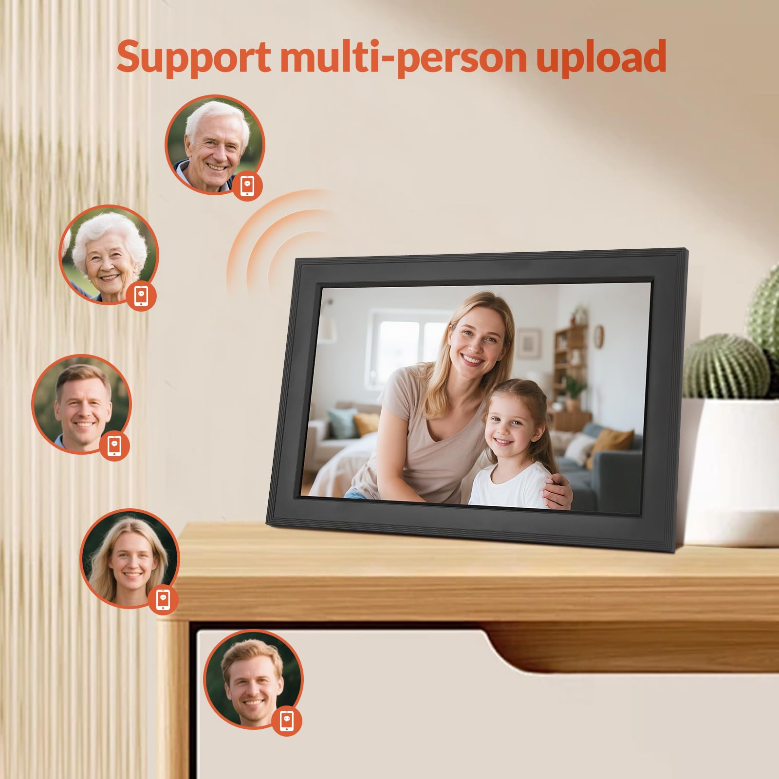Bestrip Digitaler Bilderrahmen FRAMEO WLAN 32GB 10,1 Zoll 1280x800 IPS LCD-Touchscreen Smart Cloud-Fotorahmen
