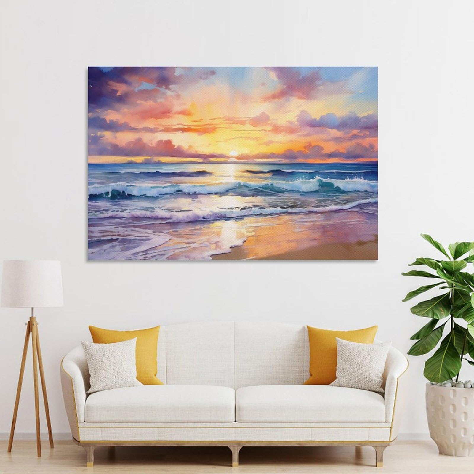 Natuur Boot Lake Landschap Canvas Schilderij Posters en Prints Wall Art Pictures voor Woonkamer Woondecoratie 75x150cm (30x59in) met frame