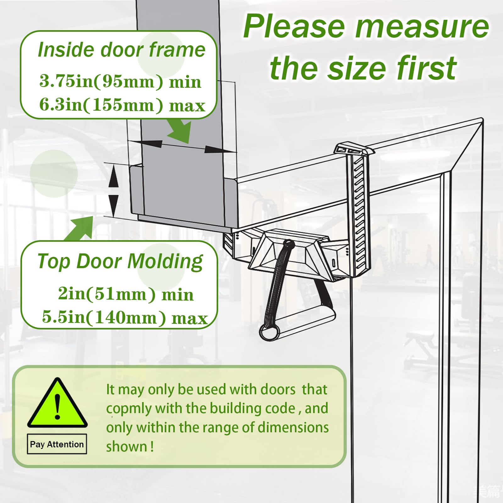Portable Pull Up Bar,Pull Up Bar Door Frame for Work from Home Fitness.Load bearing capacity exceeding 330lbs
