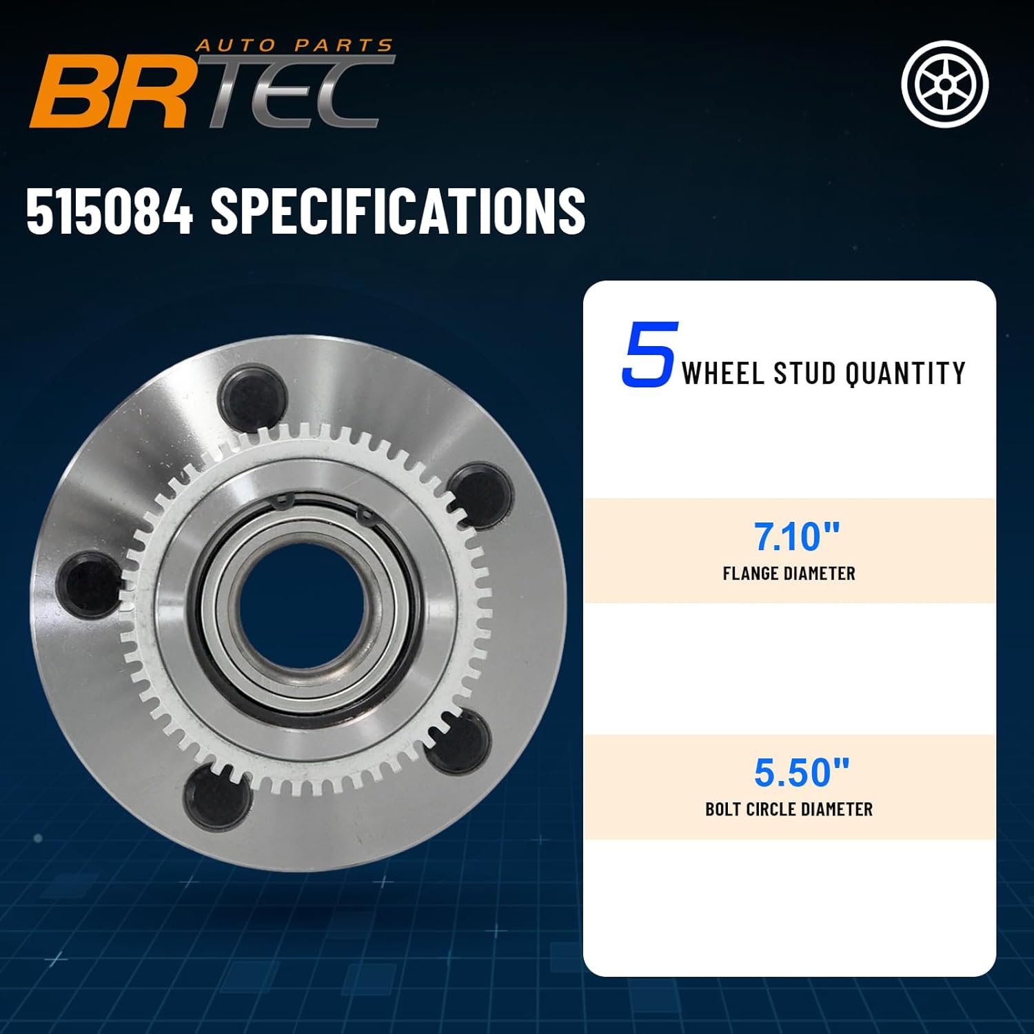 515084 2 Pack Front Left/Right Wheel Hub and Bearing Assembly for Dodge Ram1500 2000 2001 2WD Pair 5 Lugs w/ABS