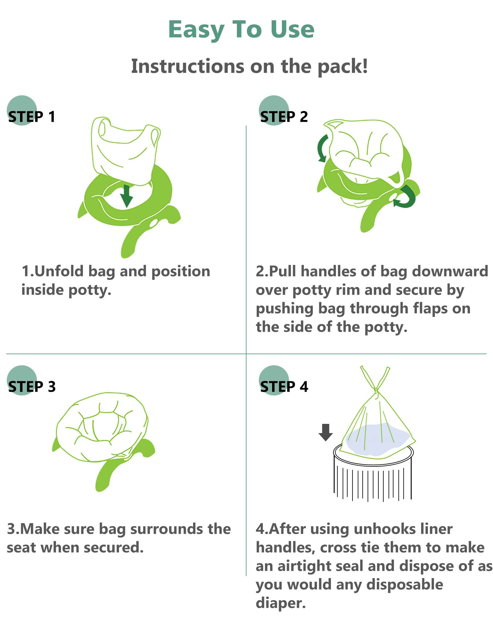 AYOTEE - Bolsas de orinal desechables compostables para niños pequeños, 2 galones, 100 unidades, bolsas de entrenamiento para orinal, bolsas de entrenamiento para orinal, bolsas de inodoro para niños