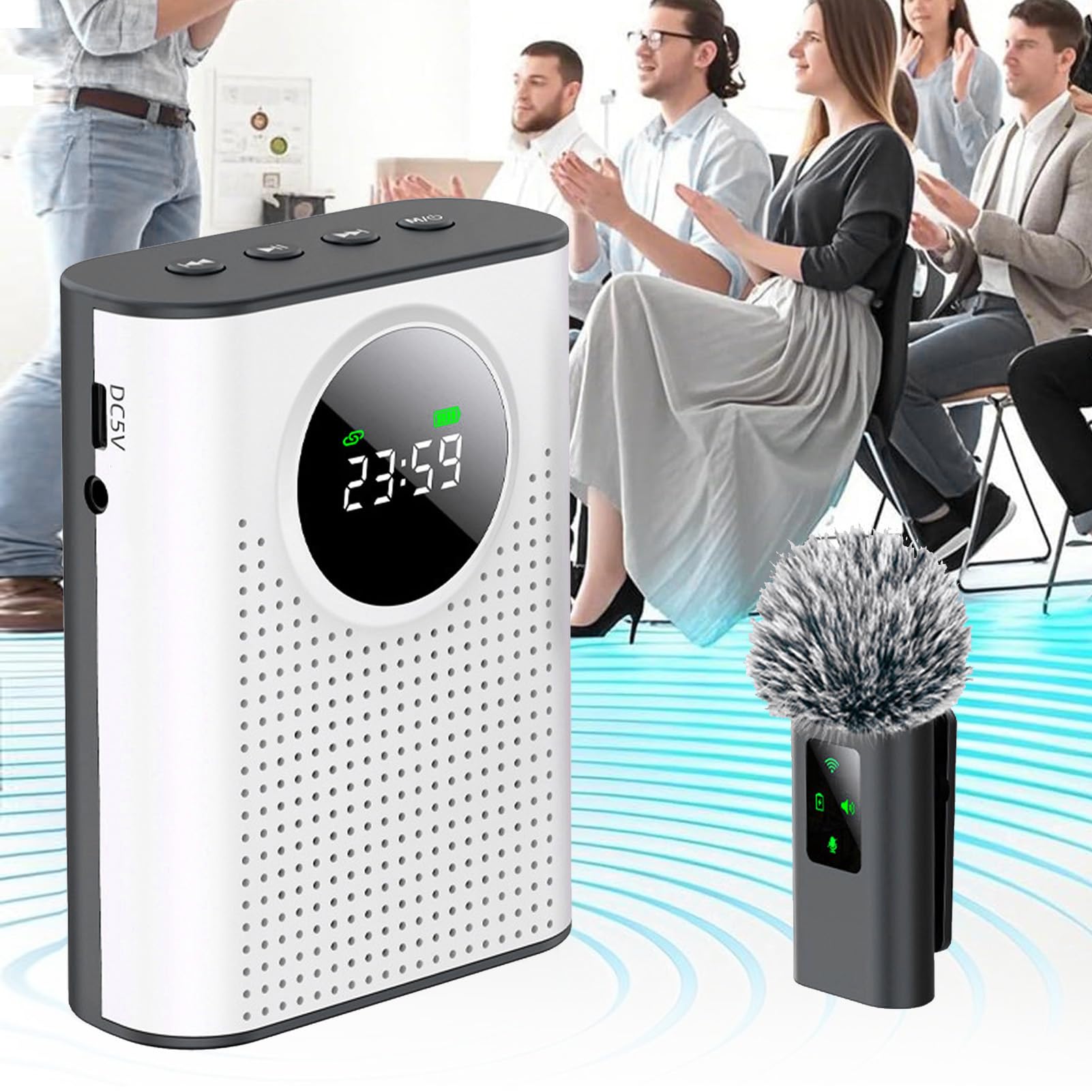 Amplificatore Vocale Wireless con Pickup Omnidirezionale Suono Chiaro per Insegnanti e Altoparlanti Materiale ABS Portatile