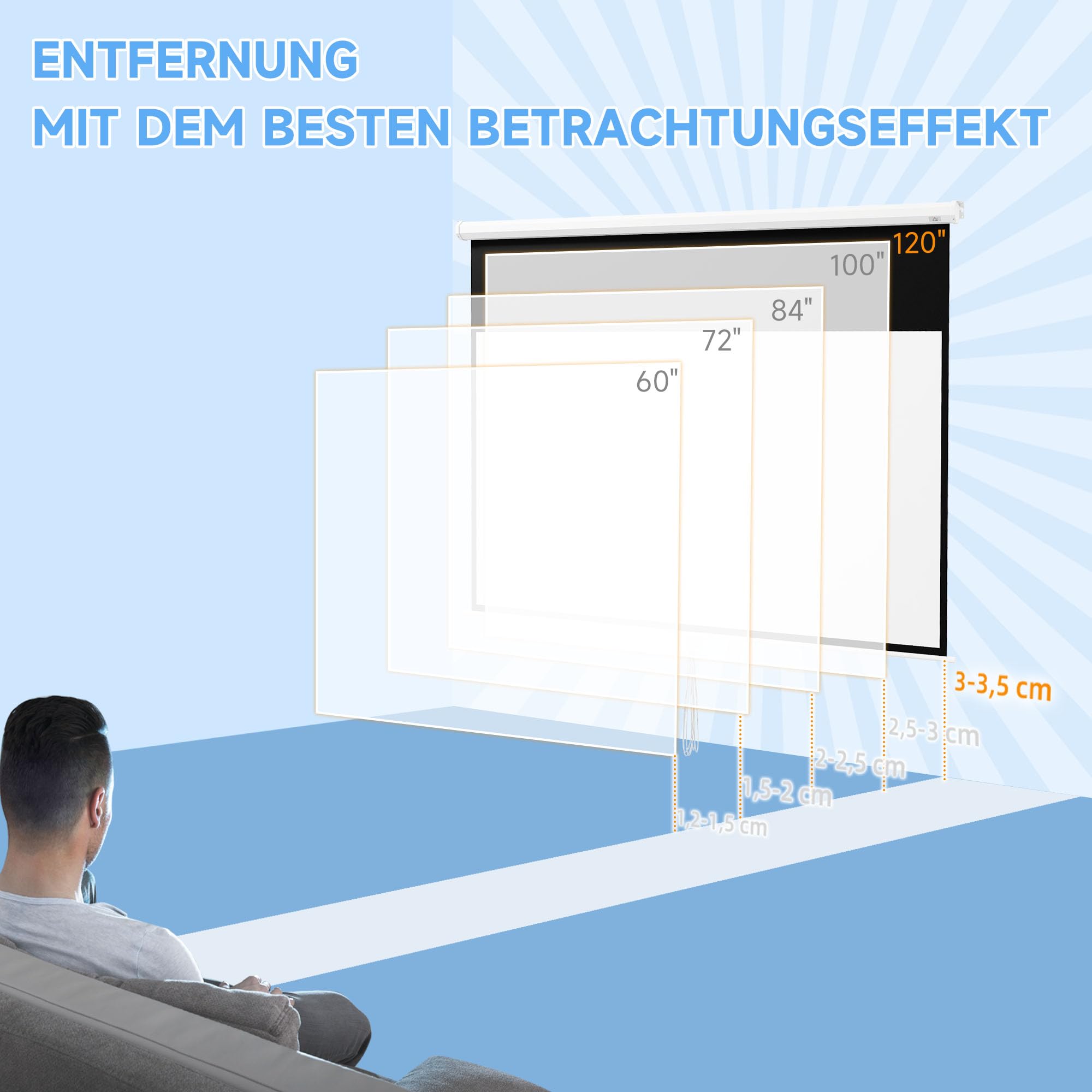 HOMCOM Beamer Leinwand 266 x 149 cm 120 Zoll 16:9 Rollo-Leinwand
