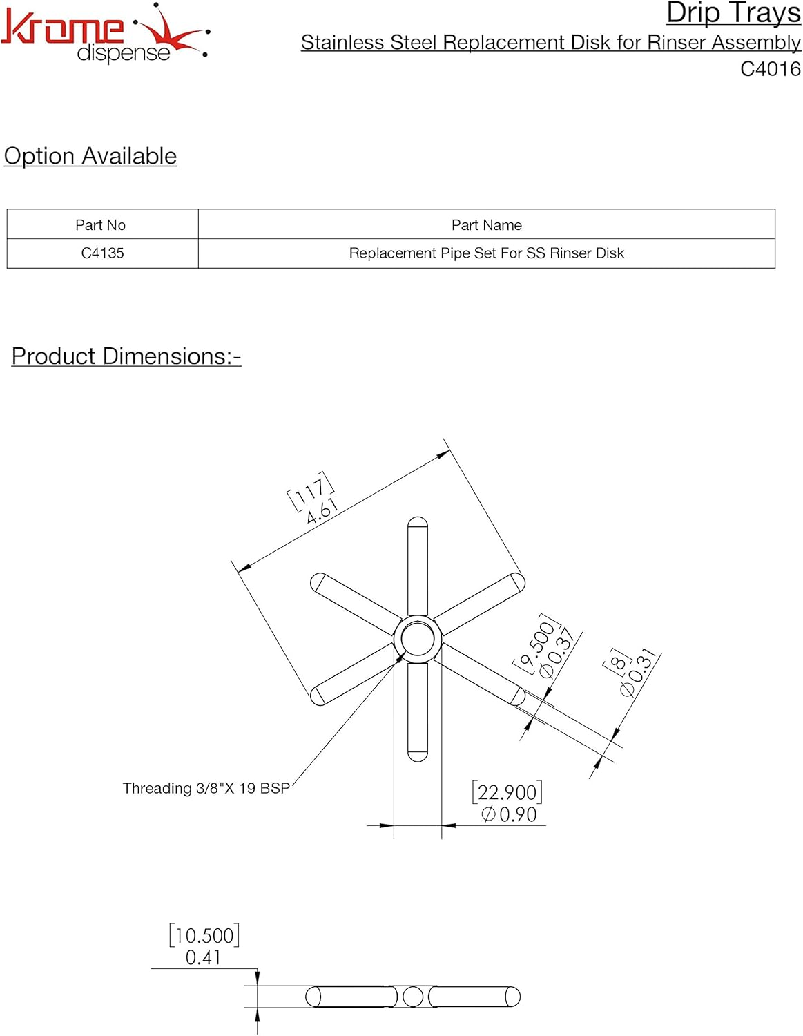 Replacement Stainless Steel Disk for Glass Rinser Rinser Universal Rinser Disk Replacement C4016