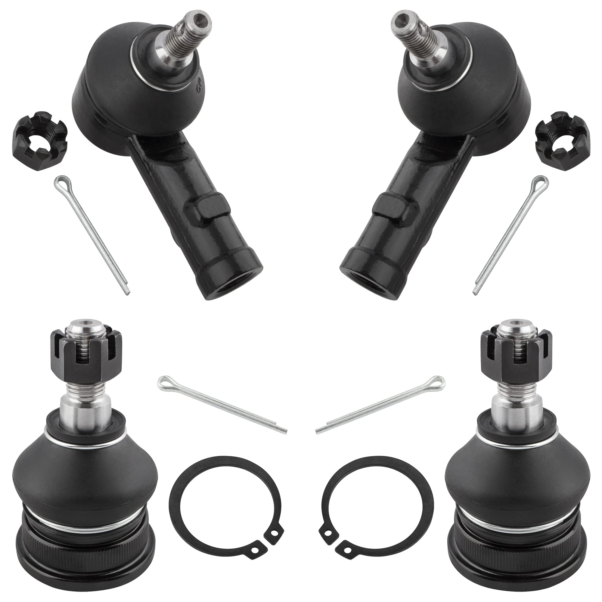 BOXI 4pcs Front Lower Ball Joints Outer Tie Rods Fit for for Hyundai Elantra Tiburon Accent 1996-2008 / for Kia Spectra Spectra5 2004-2009 | K9455