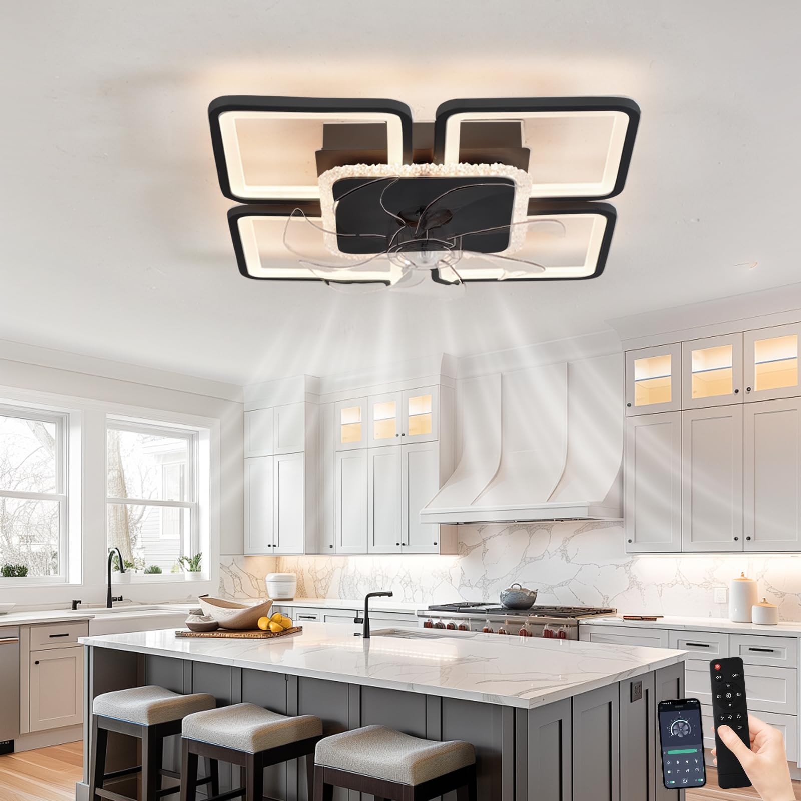 Ventilatore da Soffitto con Luce e Telecomando 54cm LED Dimmerabile
