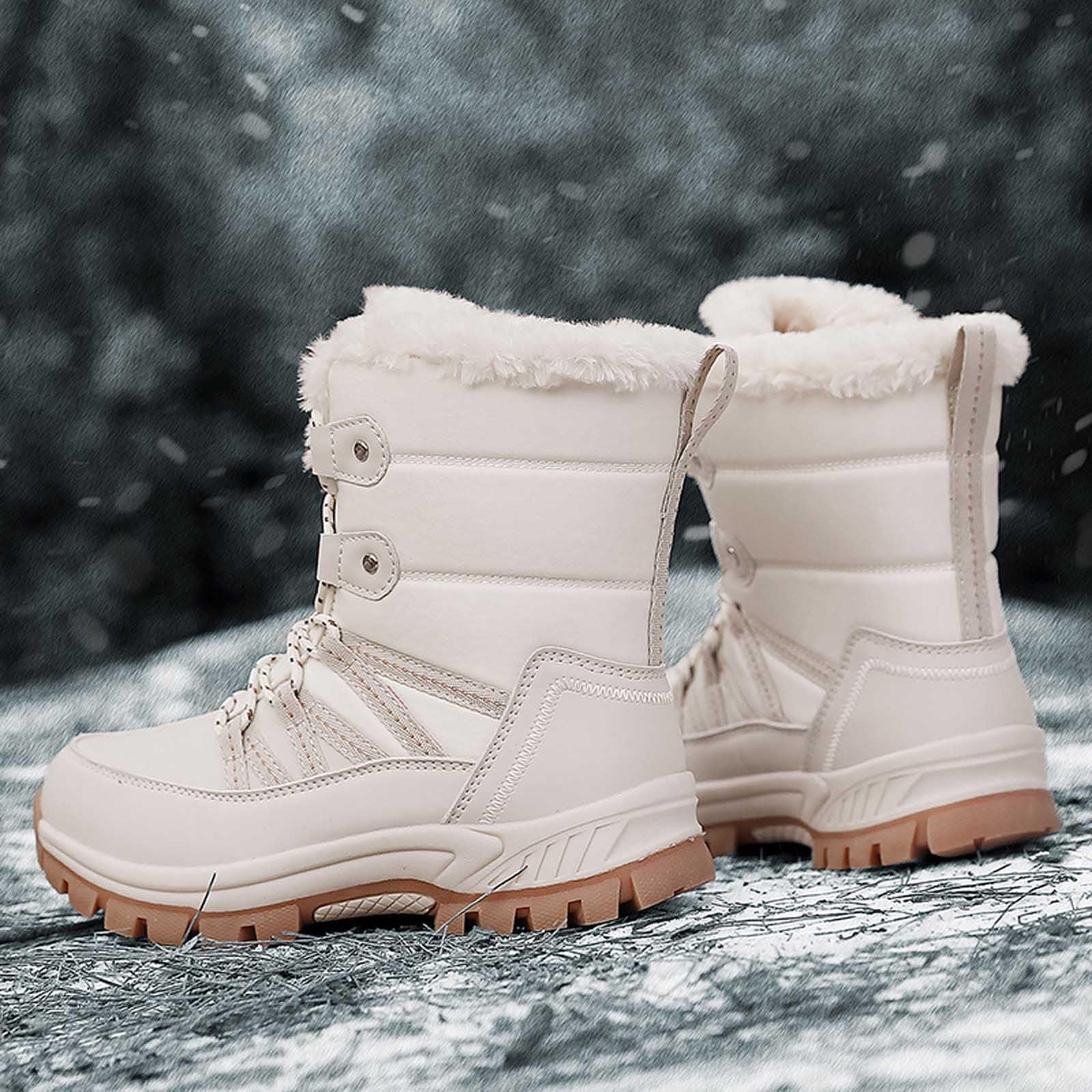 Tronchetti Donna Invernali Eleganti Slip On Scarpe con Tacco a Zeppa Comodo Camminata Stivali Gotici da Stivaletti Motociclista Bassi per Inverno Outdoor Trekking