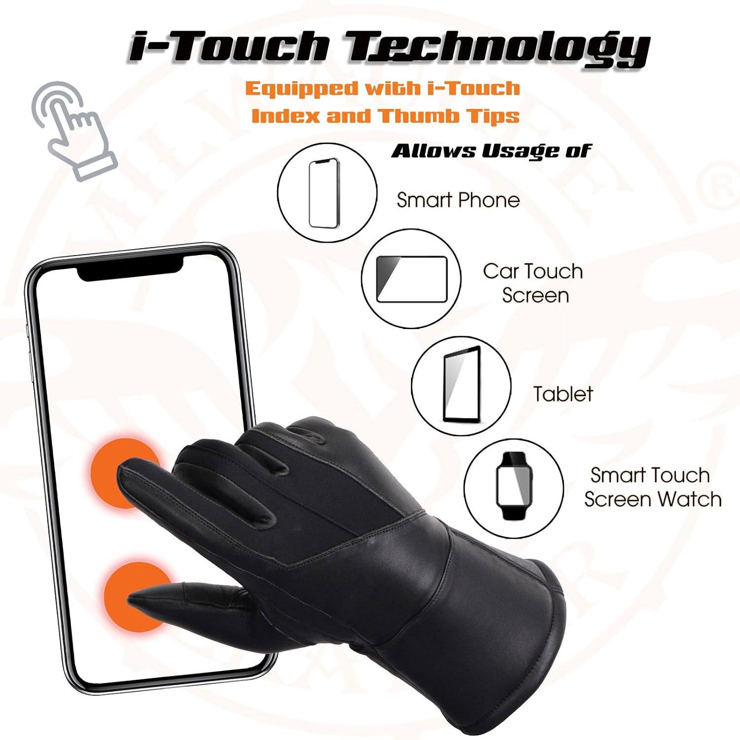 Milwaukee Leather MG7701 Women's Deer Skin Leather Insulated Gauntlet Gloves w/i-Touch/Wiper Blade/Reflective Piping