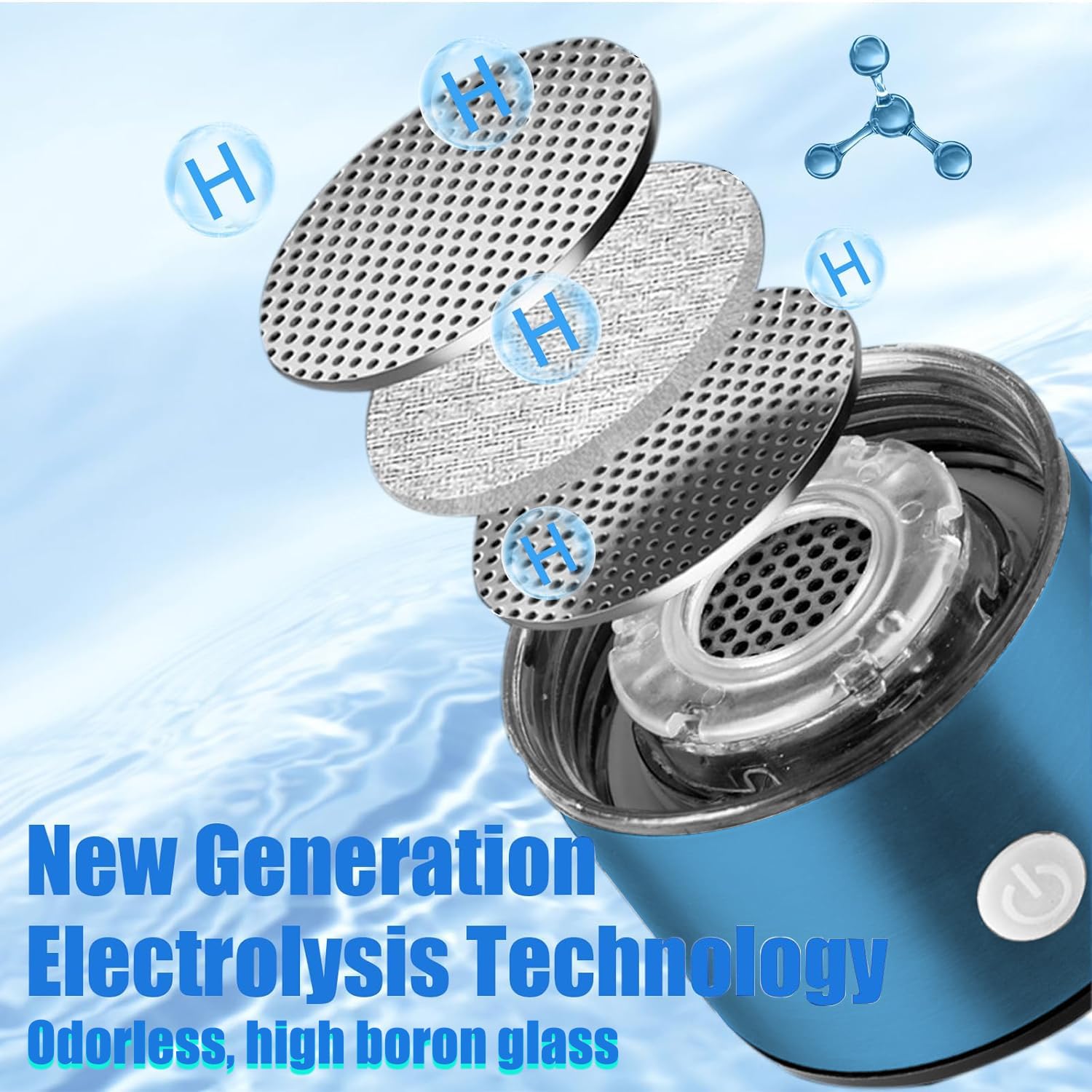 Bottiglia d'acqua all'idrogeno, generatore di bottiglia d'acqua all'idrogeno ricaricabile di tipo C, elettrolisi rapida in tre minuti, generatore d'acqua all'idrogeno portatile da 460 ml