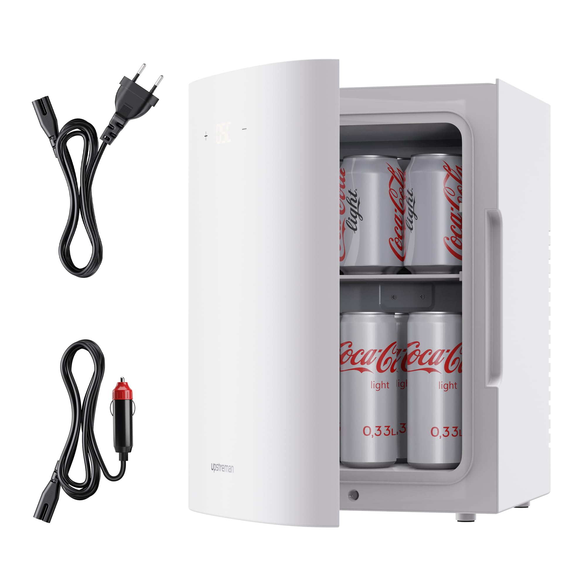 Upstreman 13L Mini Nevera, 12V/220V Portátil, TR13 | Para Habitación Oficina Coche Caravanas Camping, Función Enfriamiento y Calentamiento, Para Skincare Cosméticos