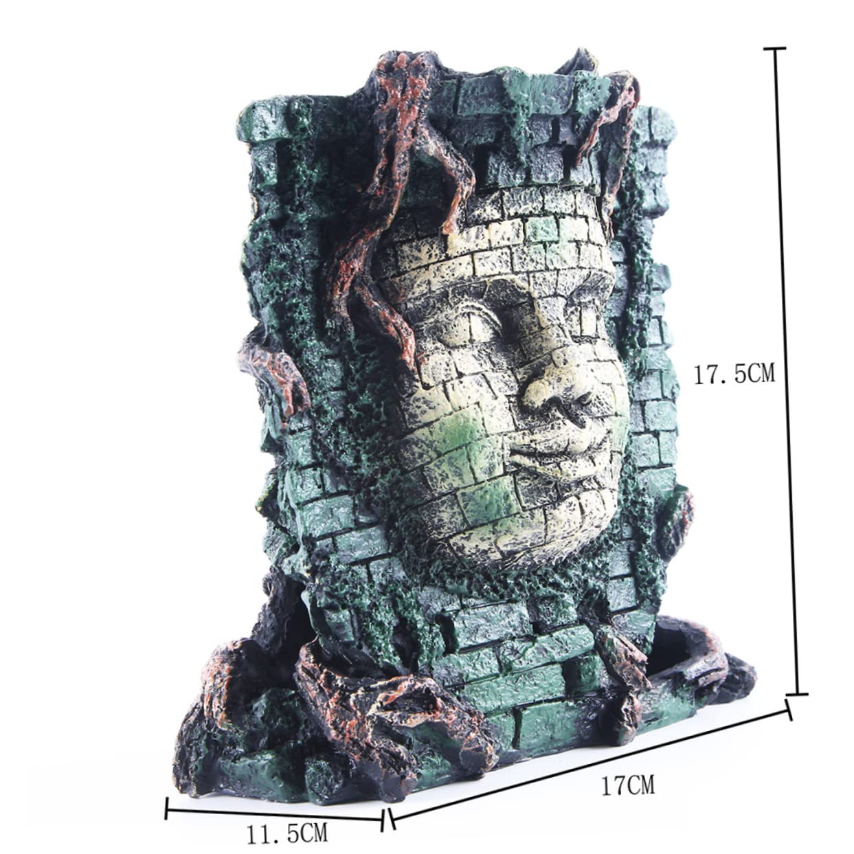 Aquarium Ornament aus Kunstharz, Maya Porträt, Wasserpflanzen Deko, 1 Stück