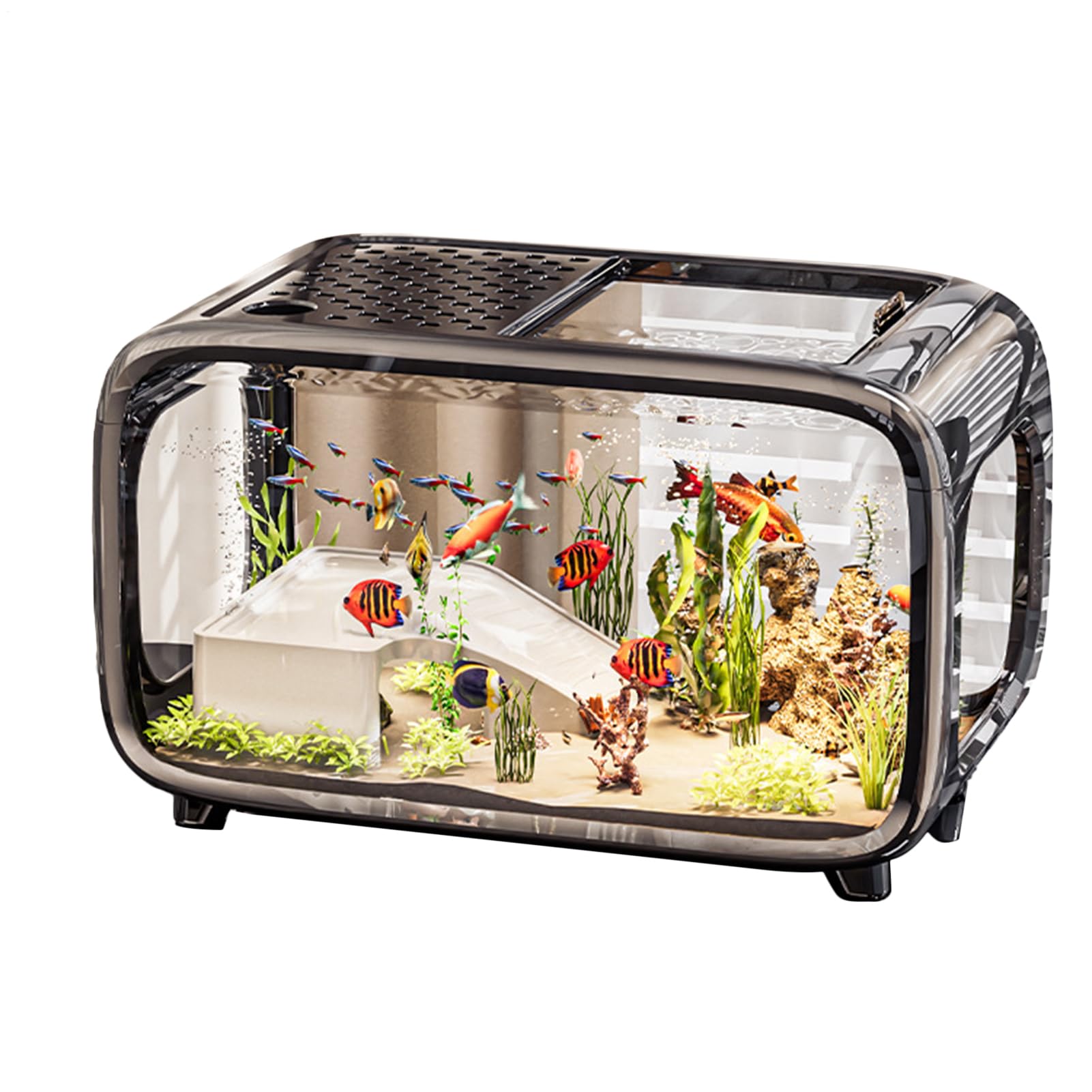Pecera De Escritorio Cuenco Acrílico Transparente como Hábitat | Pecera Acuapaisajismo Acuario Pecera De Transparente, Pequeño Hábitat Para Betta, Caracoles, Gambas Y Tortugas