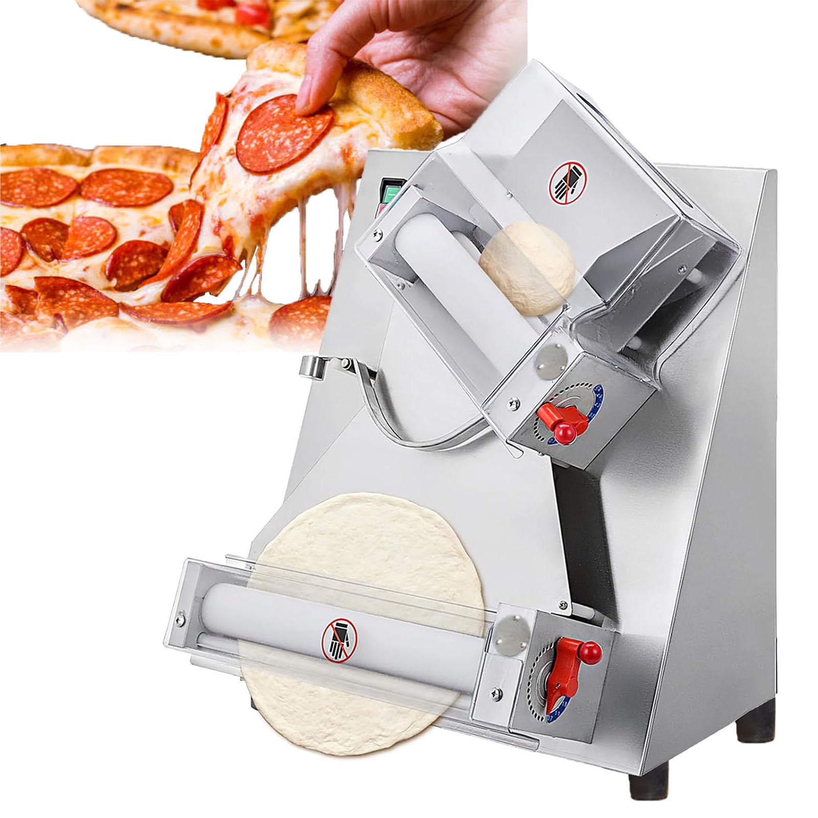 Macchina per impastare in acciaio inossidabile, grande piatto per appiattire la pasta, spessore regolabile per la produzione di pizza domestica e commerciale