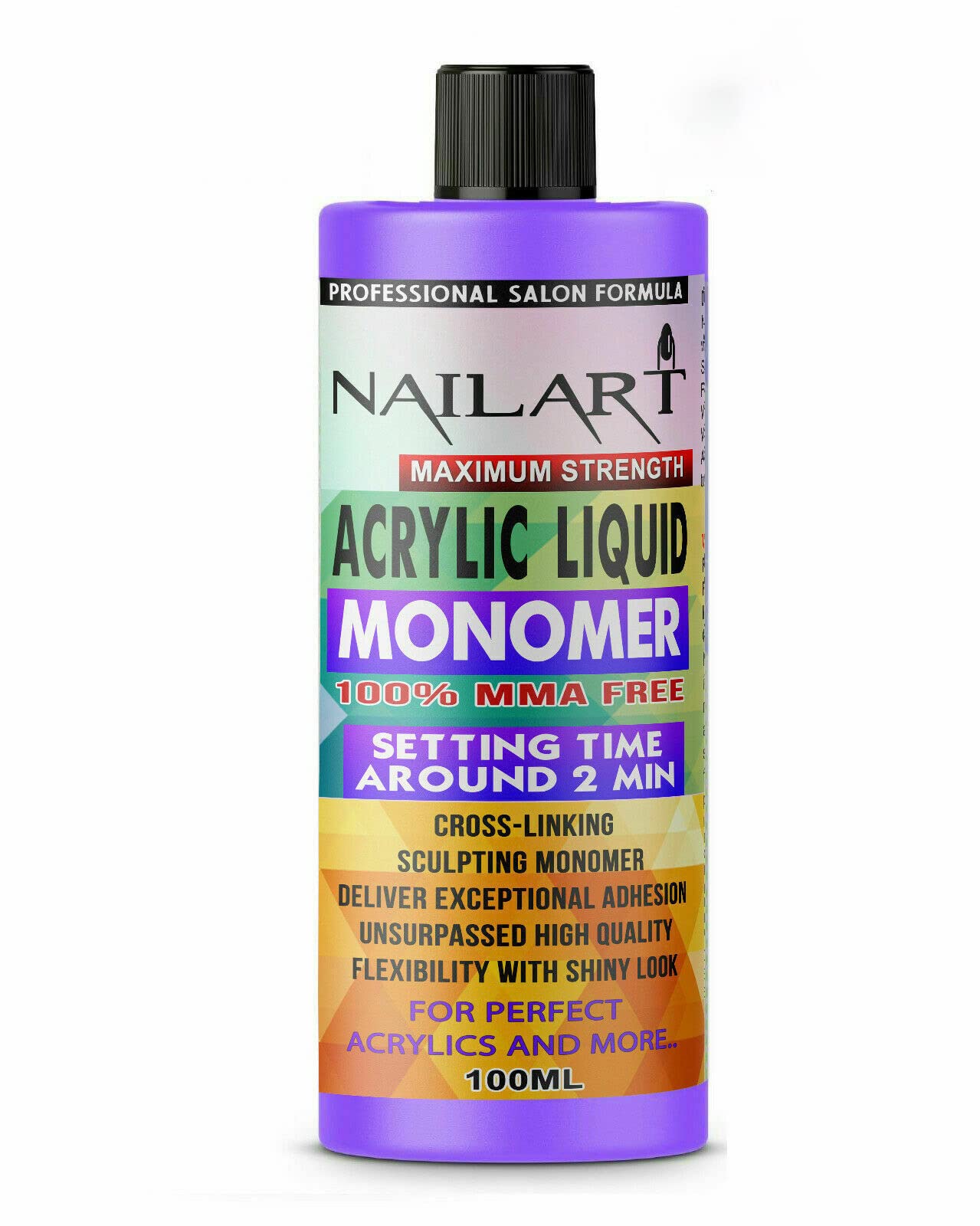 NAIL ARTAcrylic Liquid Monomer Professional MMA Free Medium Drying Time Non Yellowing Salon Quality 100ML, PURPLE