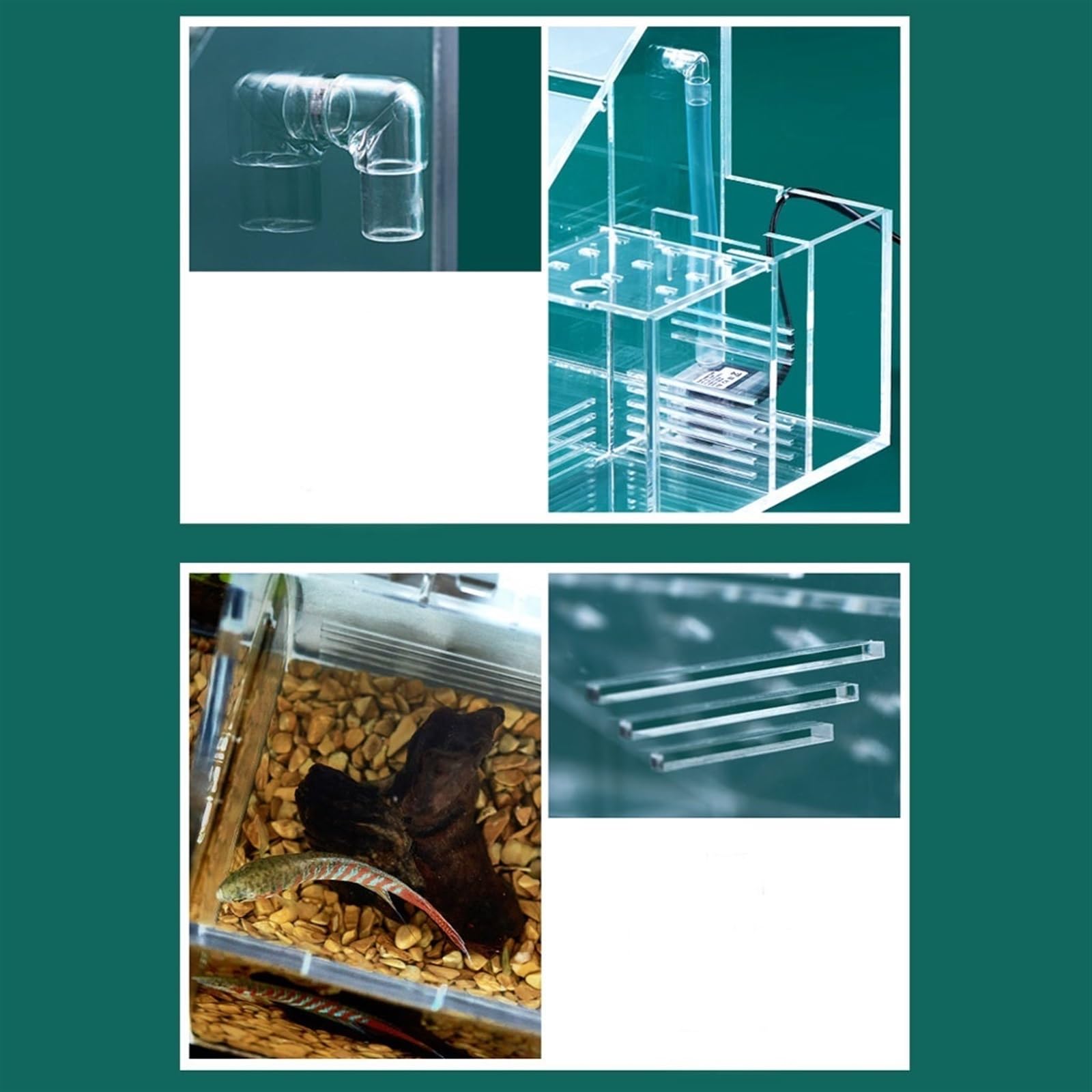 Deko Ökologische Aquarium-Desktop-Zucht, Schlüpfen, spezielle Aquarium-Isolationsbox, zirkulierende Wasserfiltrationspumpe, Heimbüro-Aquarium-Dekoration Zubehör