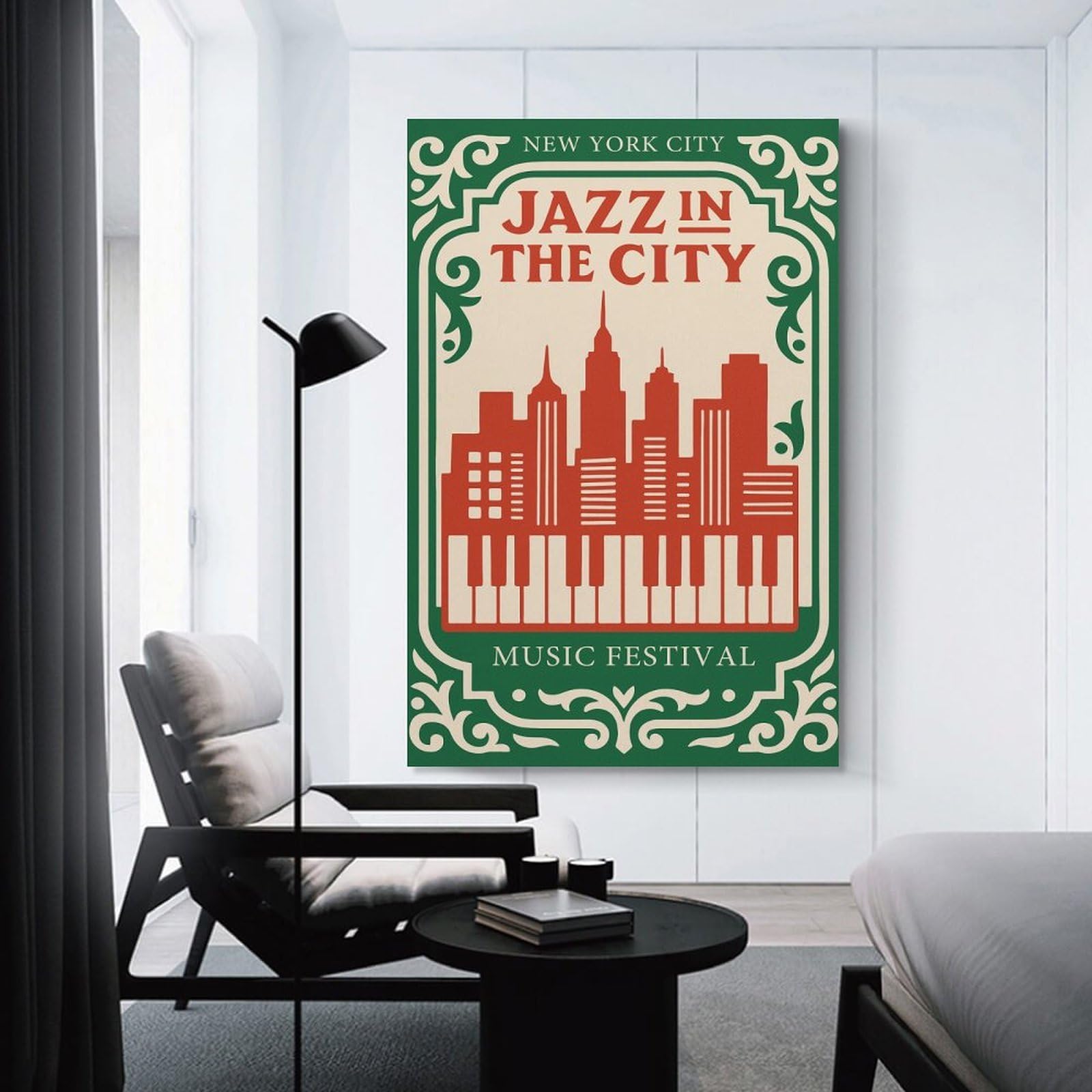 Junmoney Hanging Wall Art Jazz in The City Music Festival, 16x24inch(40x60cm), for Contemporary Homes, Apartments Or Offices, Stylish Wall Art for Fresh Spaces