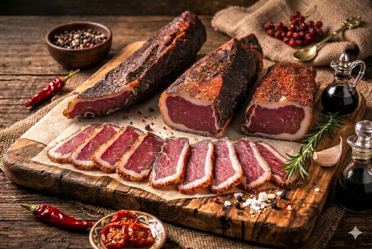 Edelfleisch 1Kg Bosnischer Rinderschinken Suho Meso Prsut aus der Rinderbrust