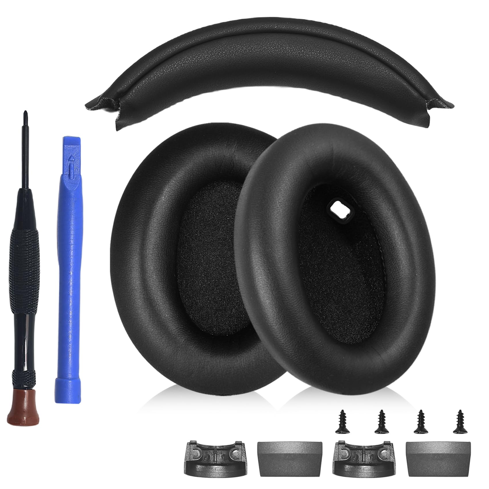 Aiivioll Replacement Kit for Sony WH-1000XM4 Earpads and Headband | Black, Repair Accessories for Over-Ear Headphones, Replacement Parts WH1000XM4