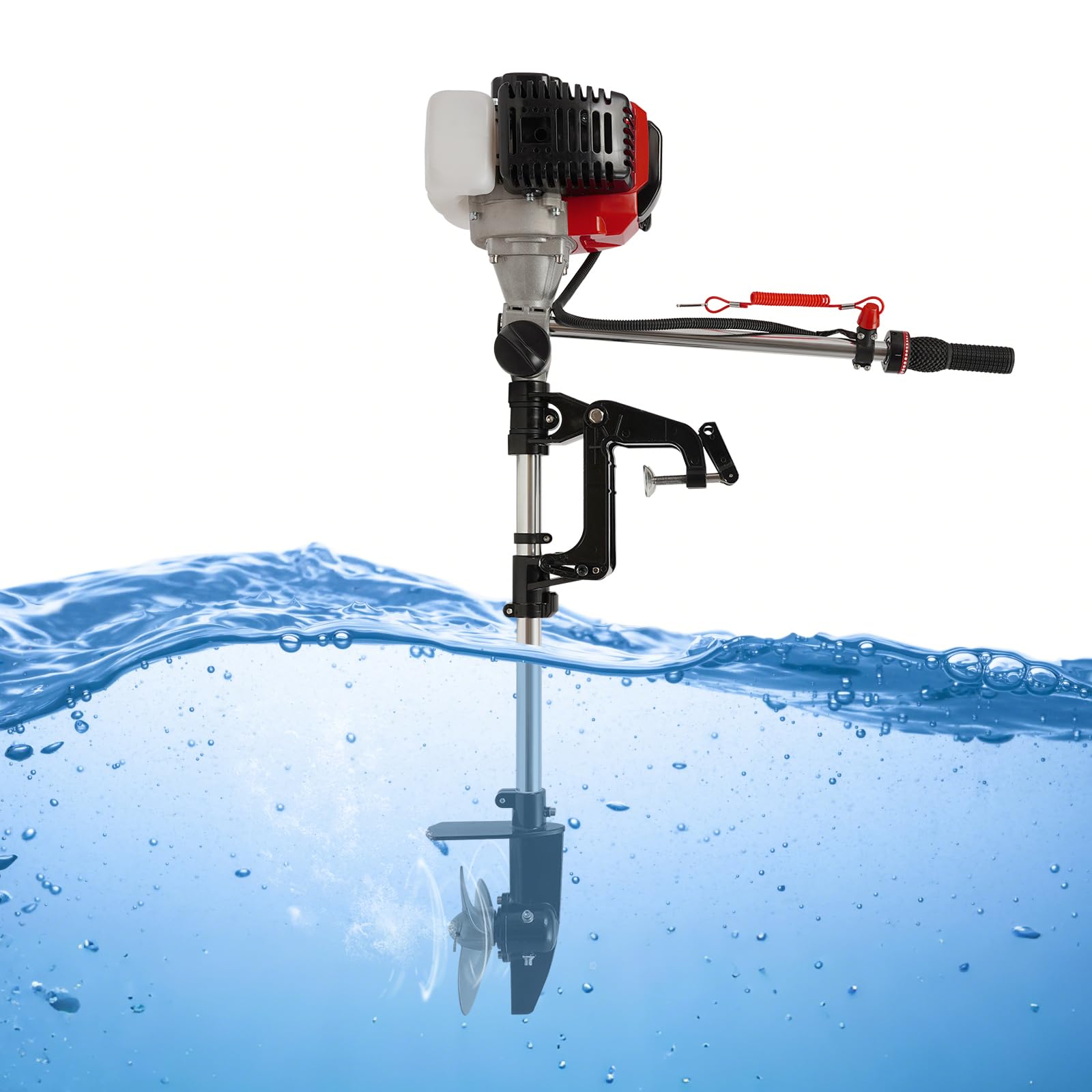 Motor fueraborda de gasolina 2,3 CV 2 tiempos 52 cc potente motor fueraborda para barcos de gasolina, motor fueraborda, botes inflables, barcos de pesca, barcos de barco
