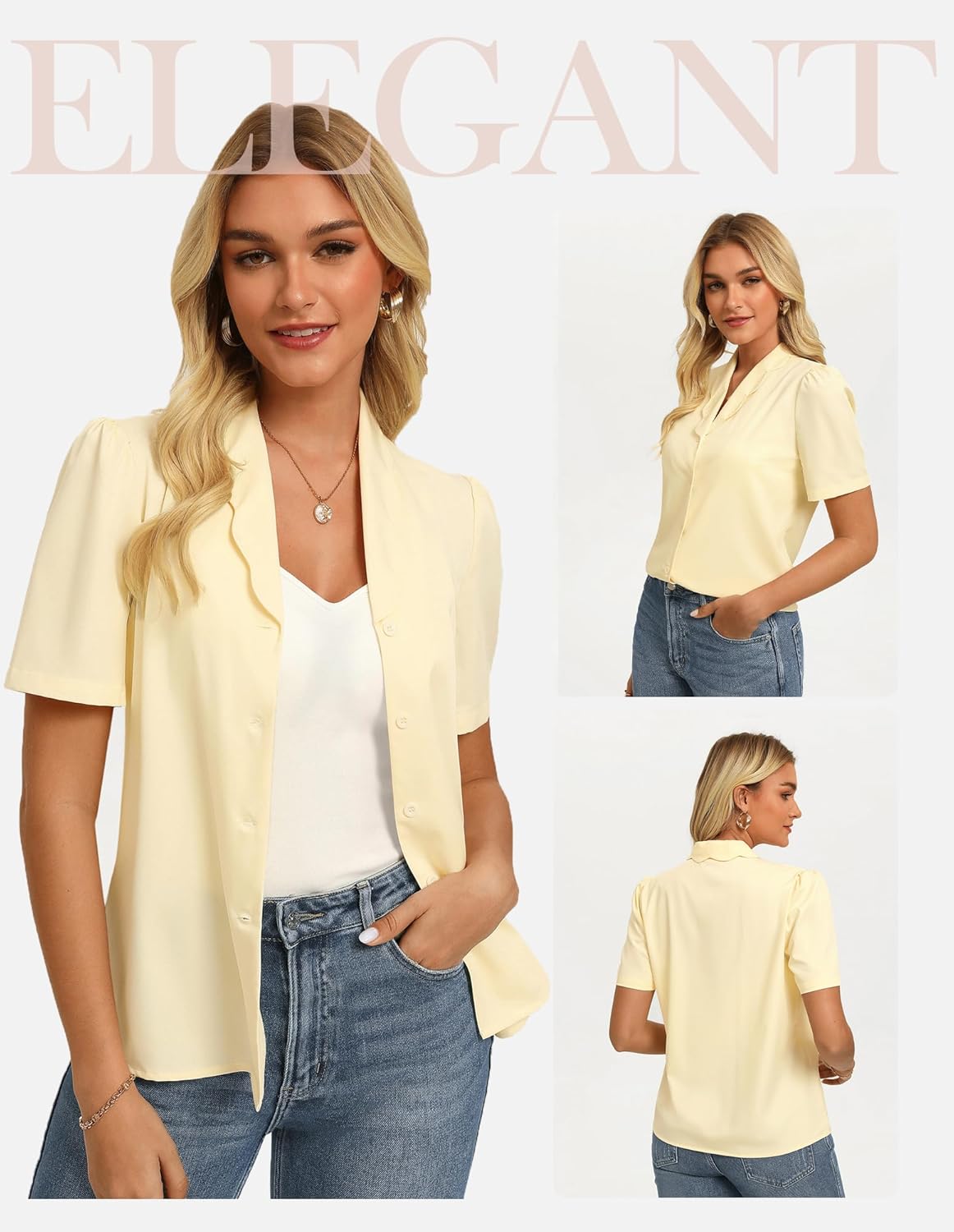 GRACE KARIN 2026 Button Down Shirts for Women, Short Sleeve Tops Basic Dressy Casual Business Outfits - Image 2