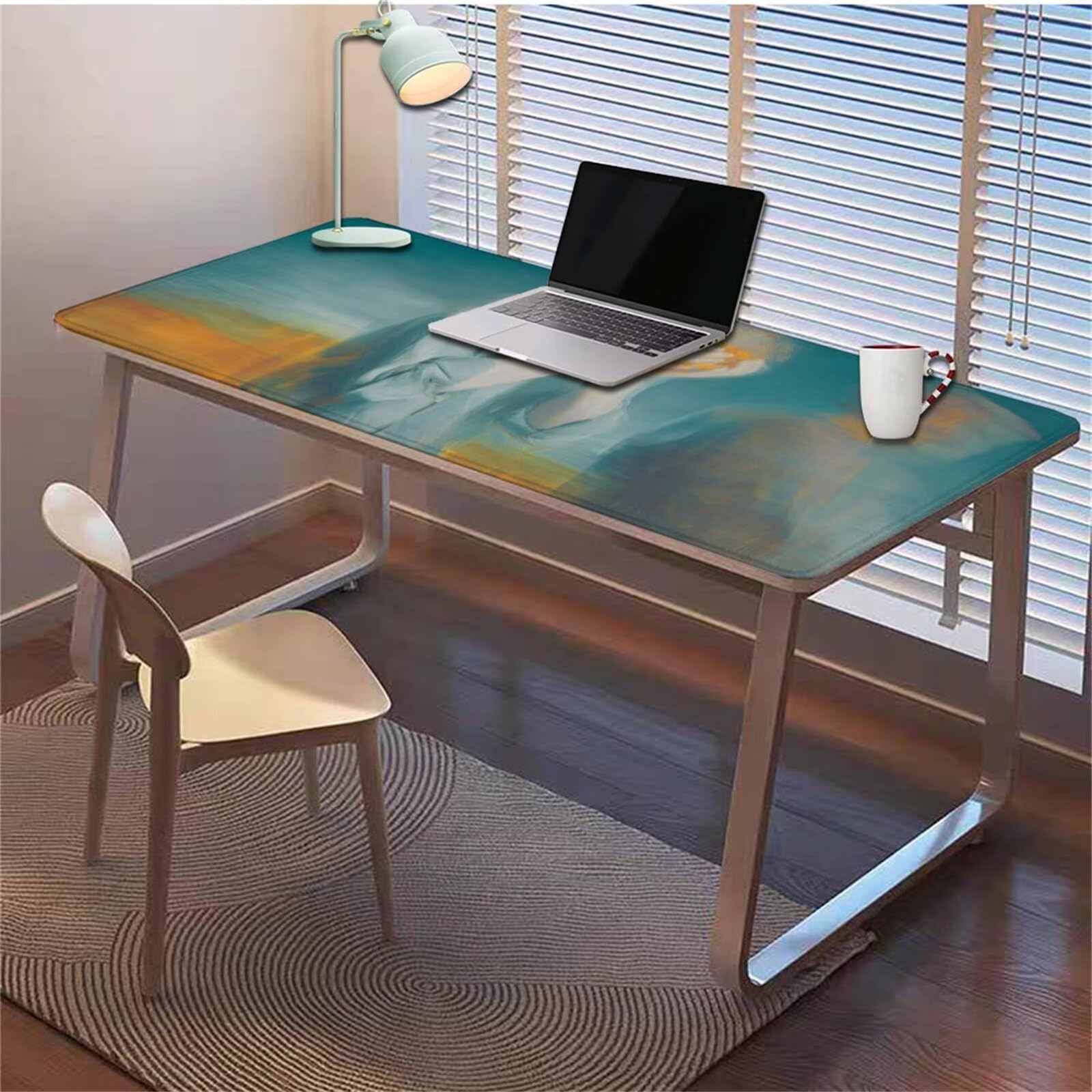 Gamingowa podkładka pod mysz 1200 x 600 x 3 mm, XXL, wodoszczelna, odporna na ścieranie, z przyszytymi krawędziami, niebieska, podkładka na biurko, poprawia prędkość i precyzję pod laptopa, komputer