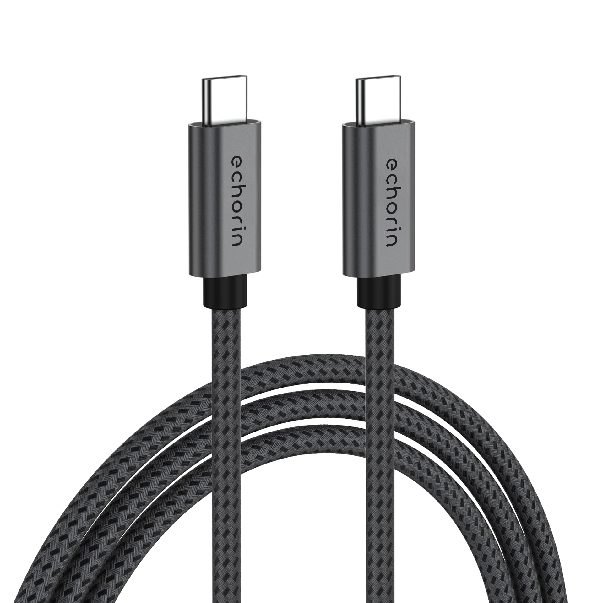 Echorin 240W, 20 Gbps, 4K 60Hz, USB C'den USB C'ye, Örgülü Hızlı Şarj, Görüntü ve Veri Aktarım Kablosu PD 3.2, 5A, iPhone 15, 16, 17, M2 MacBook Pro, Air, iPad Pro ve Galaxy S25, S24, S23 ile Uyumlu
