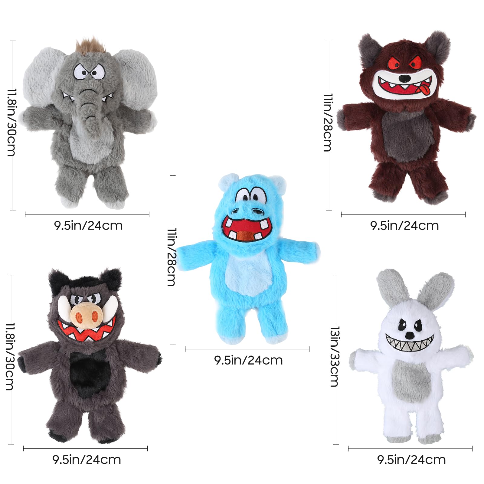 5Pcs Squeaky Dog Toys Bundle - Crinkle & Squeaker Toys For Small, Medium & Large Dogs