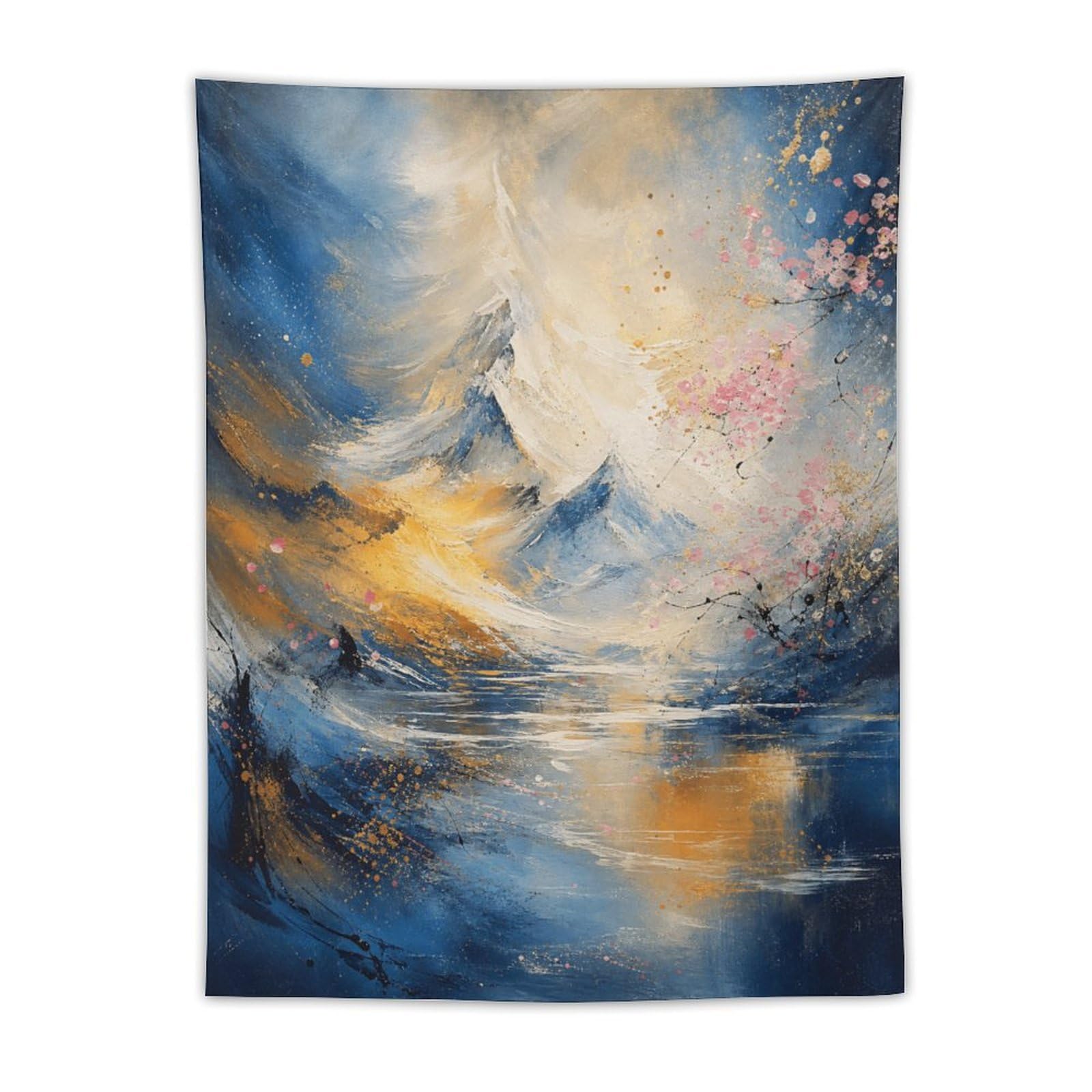 W7C8U2X3 Abstract Wave Landscape Wall Tapestry, Geometric Art Style
