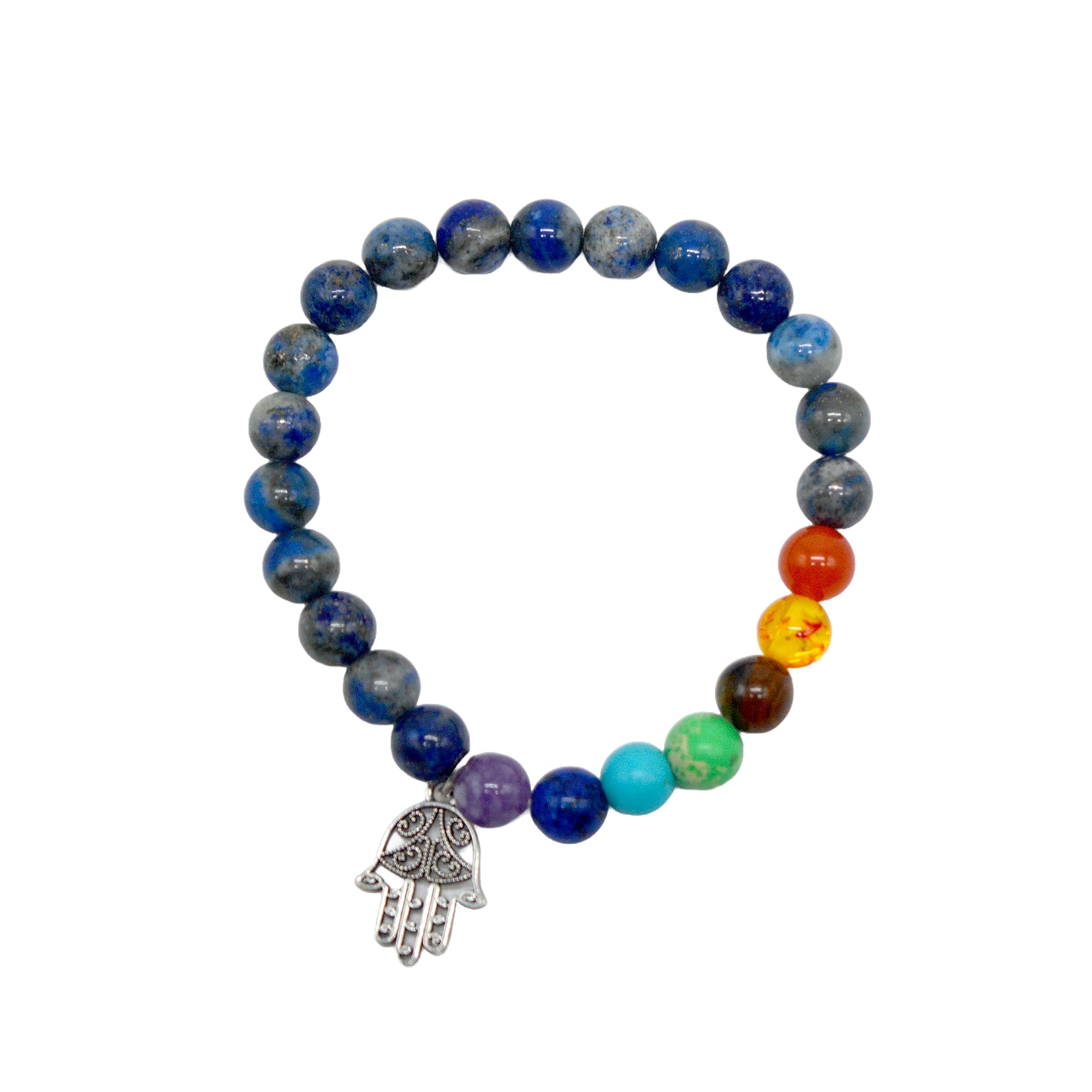 Seetara Lapis Lazuli Seven Chakra Crystal Fashion Bracelet & Hamsa Charm, 8-MM Beads - Men & Women - Balances Soul Body, Mind, Fashion & Spirituality, Removes Negative Energy (B0BSHB9W9L) Amazon Price History, Amazon Price Tracker