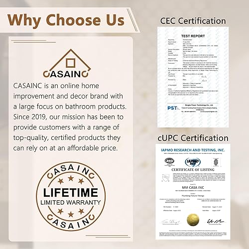 Miniatura 9 de CASAINC Juego de grifos de ducha completos, cabezal de ducha de lluvia redondo de 10 pulgadas con rociador de mano y boquilla de bañera montado en