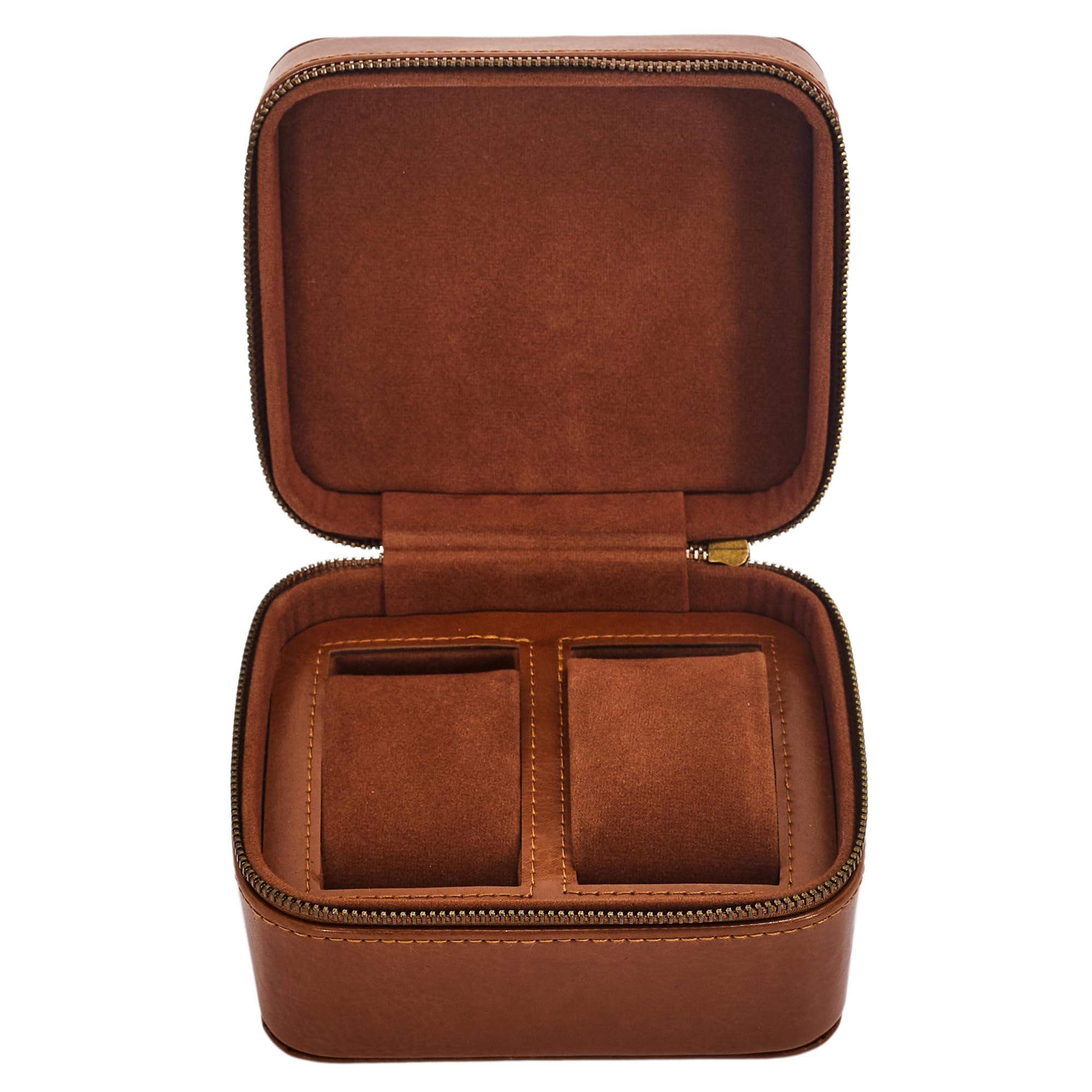 La Chaise Longue Boîte à Montre Oakland 13.5x8x12cm Marron | Polyuréthane et Polyester, Rangement Déco, Porte-Bijoux, Protection Montres, Organisateur, Colliers Bagues et Boucles