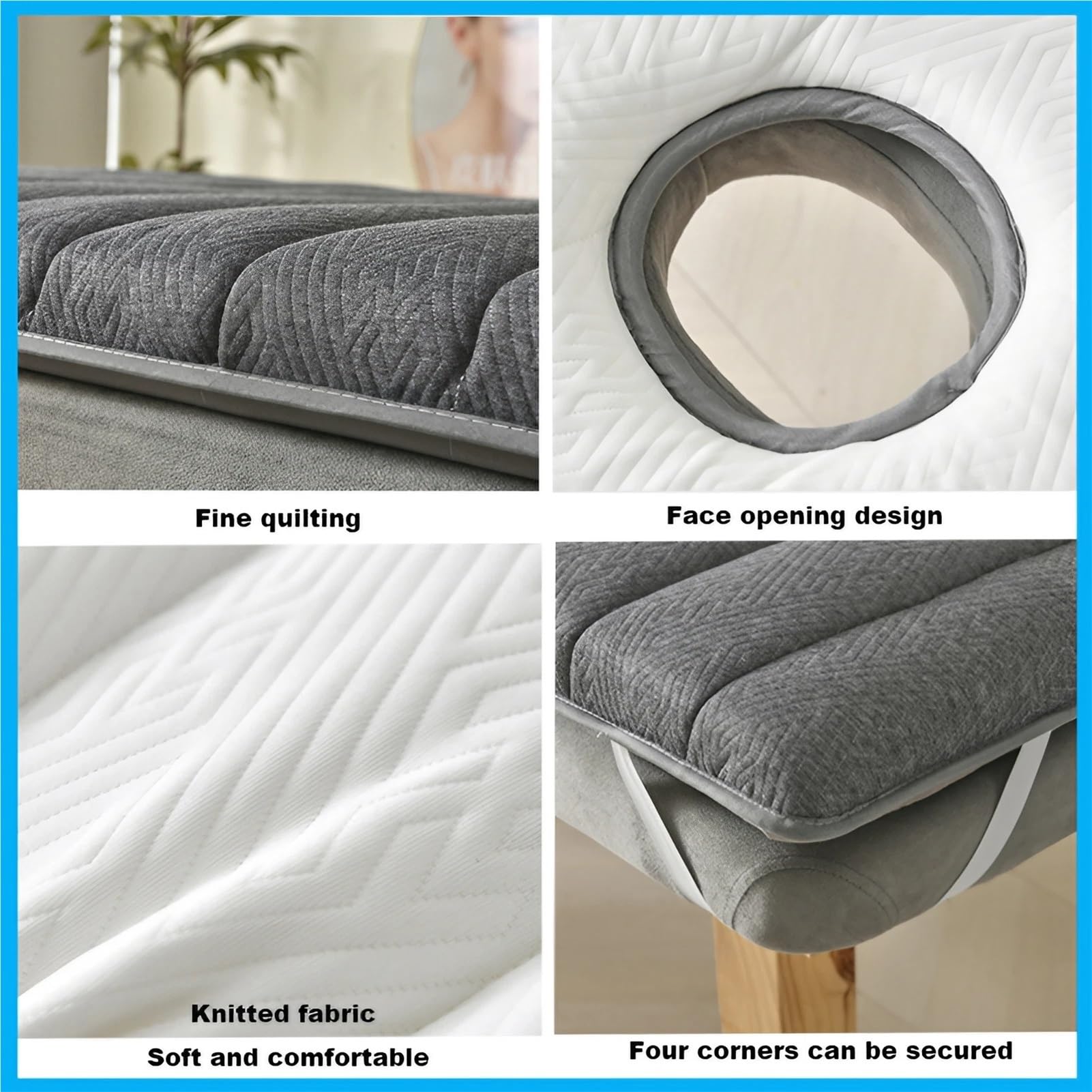 Matelas Table De Massage Mousse À Mémoire De Forme Épais, Housse De Lit De Salon avec Trou De Respiration, Professionnel pour Beauté Spa Tatouage(White,180 x 60 x 4 cm)