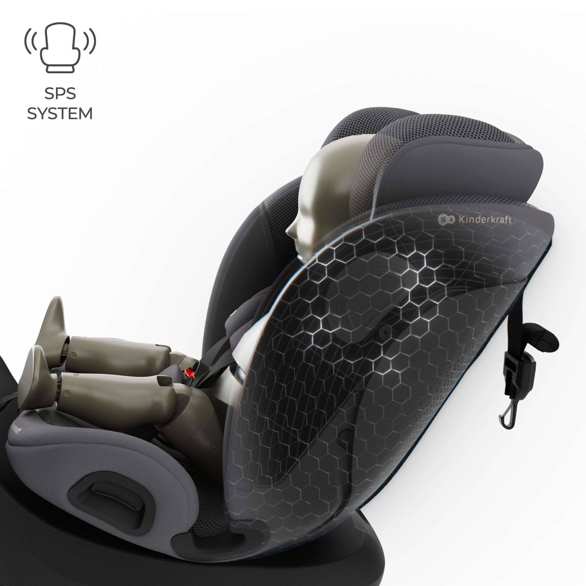 Kinderkraft I-GROW 2 PRO Silla de coche, I-SIZE 40-150 cm, Isofix, Silla coche bebé, para niños, Ajustable, Sillade, RWF, FWF, Universal para coche, Asiento, 360º, Grupo 0+/1/2/3, 0-36 kg, Gris — view 8