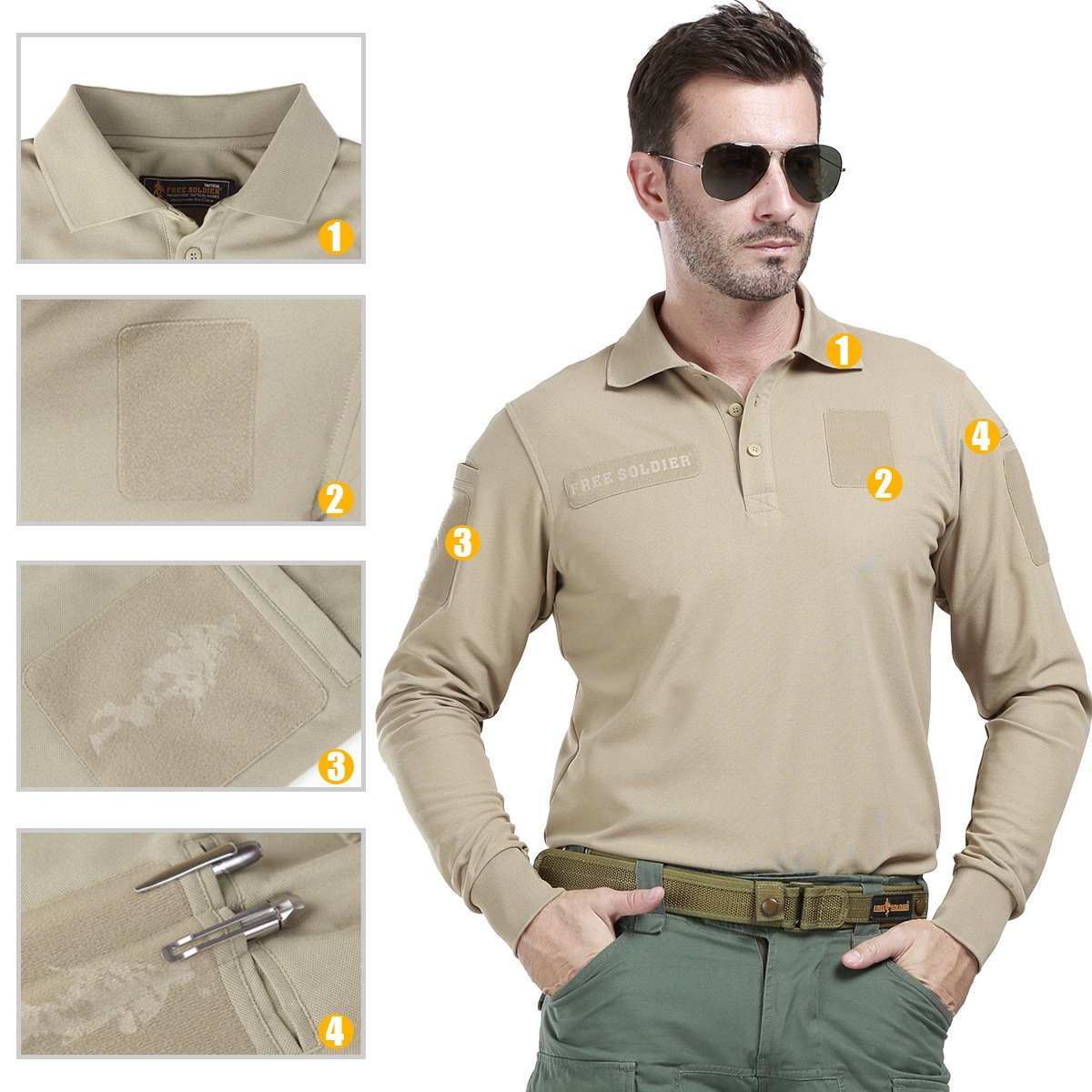 Free Soldier pantaloni tattici da uomo antigraffio, per tutte le quattro stagioni, multi-tasche, per arrampicata ed escursionismo, Uomo