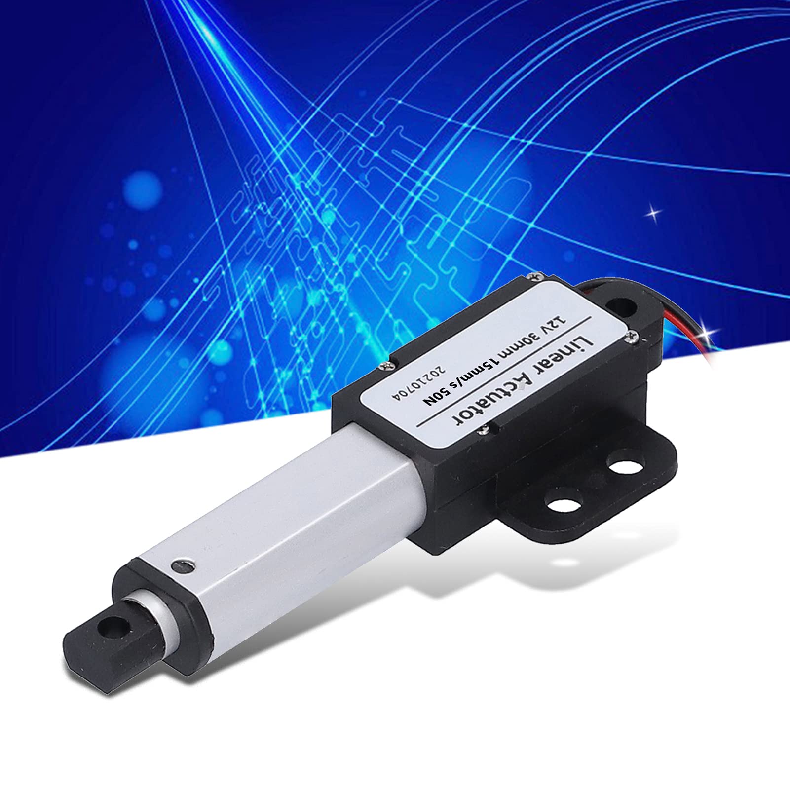 Attuatore Lineare DC 12V Corsa 30mm 15mm/s 50N Mini Micro Elettrico con Vite a T Protezione Cortocircuito Basso Rumore per Domotica Elettrodomestici Automotive