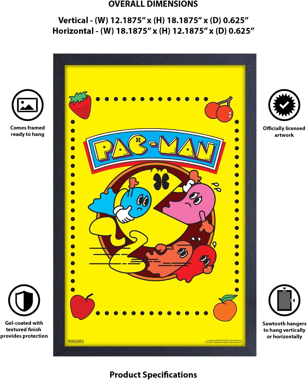 Pyramid America - Pacman Poster - Pac Man Ghosts Swallow - 11 x 17 Framed Poster Wall Art, Ideal for Home Decor, Room Decor, Gaming Room Decor & Living Room Decor