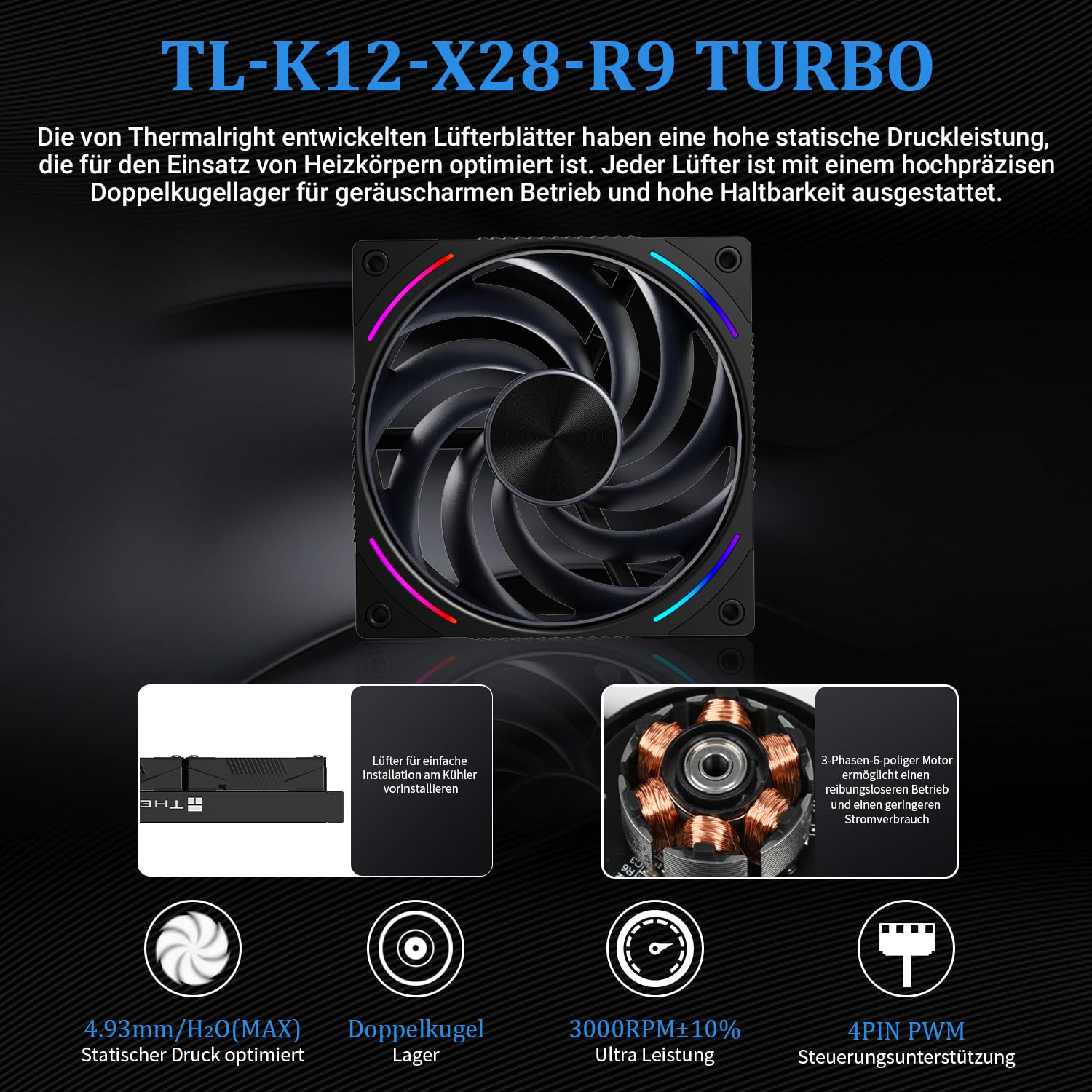 Thermalright Rainbow Vision 360 Turbo ARGB Black Refroidisseur de liquide pour processeur AM5/Intel LGA1851/1700, écran incurvé de 6,67", ventouse magnétique avec une résolution de 2400 x 1080
