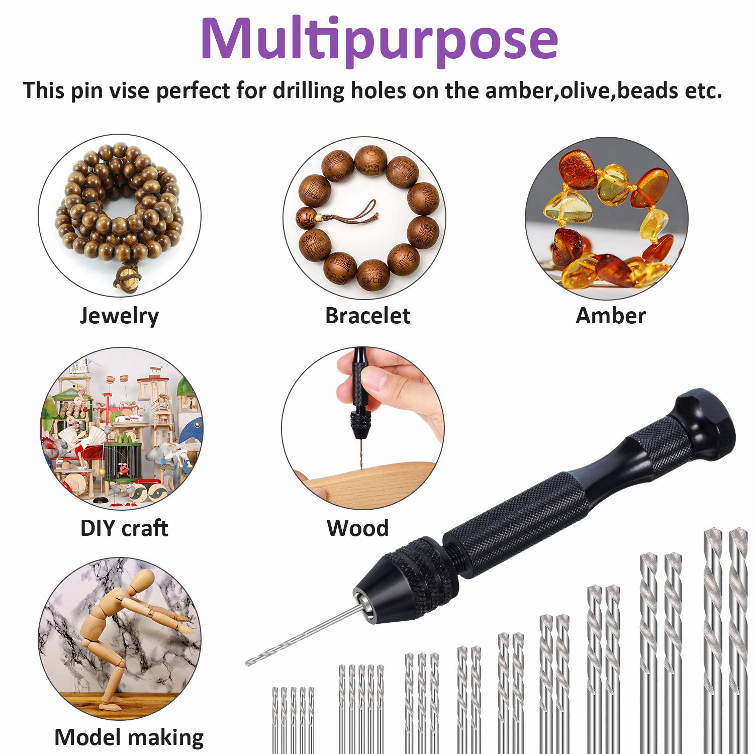 Buy 36 Pieces Vise Hand Drill for Jewelry Making Set, Include Pin Vise