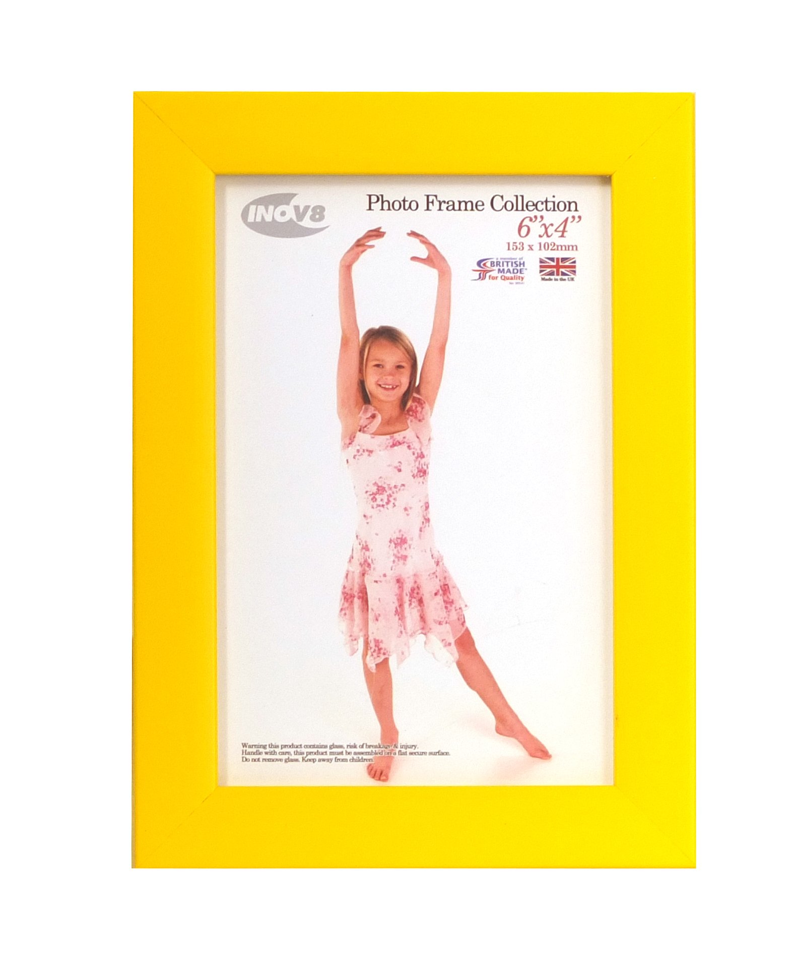 Inov8 British Made Traditional Picture/Photo Frame, Canary Yellow, 6x4 Inch