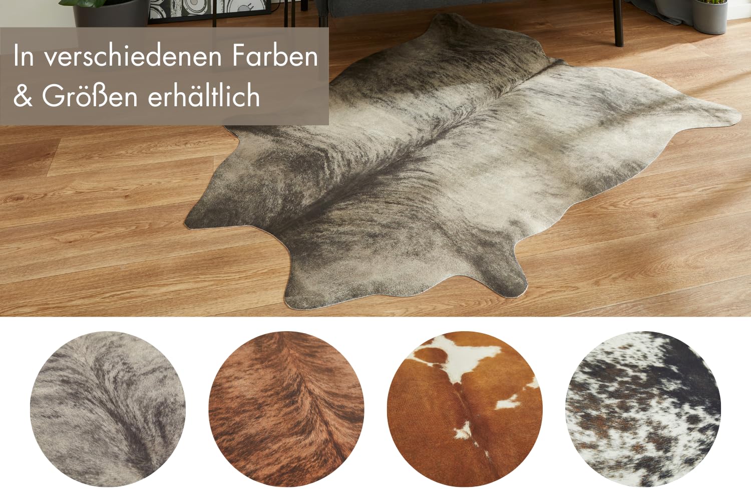 andiamo Koeienhuid tapijt Amarillo van kunstbont - tapijt slaapkamer woonkamer imitatiebont in fotoprint 125 x 155 cm bruin-zwart