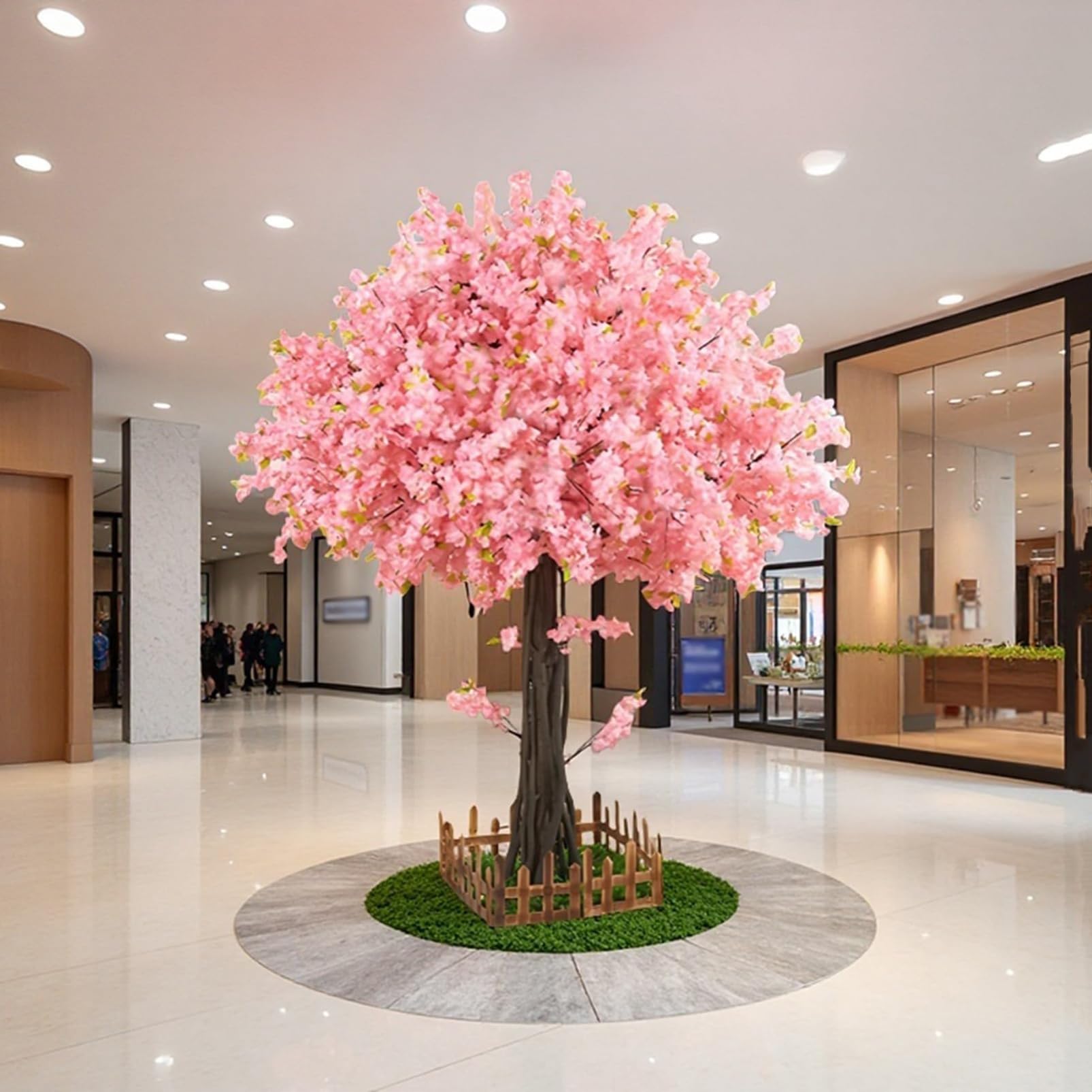 Albero artificiale alto 2,5M rosa per decorazione interna - Albero finto largo 2M con foglie realistiche per soggiorno e camera da letto